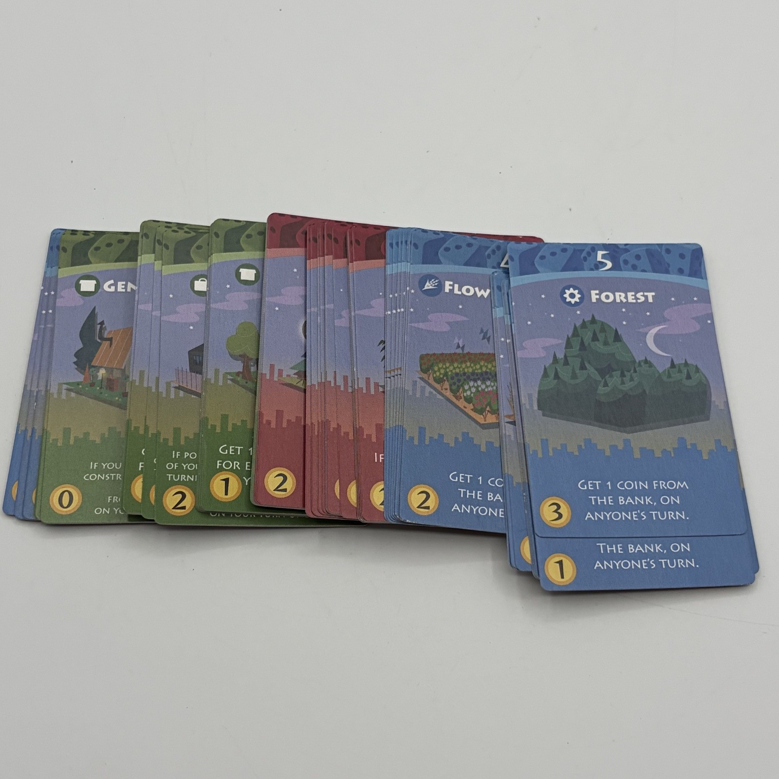 Machi Koro Bright Lights Big City IDW Games Replacement Parts 66 Green Cards