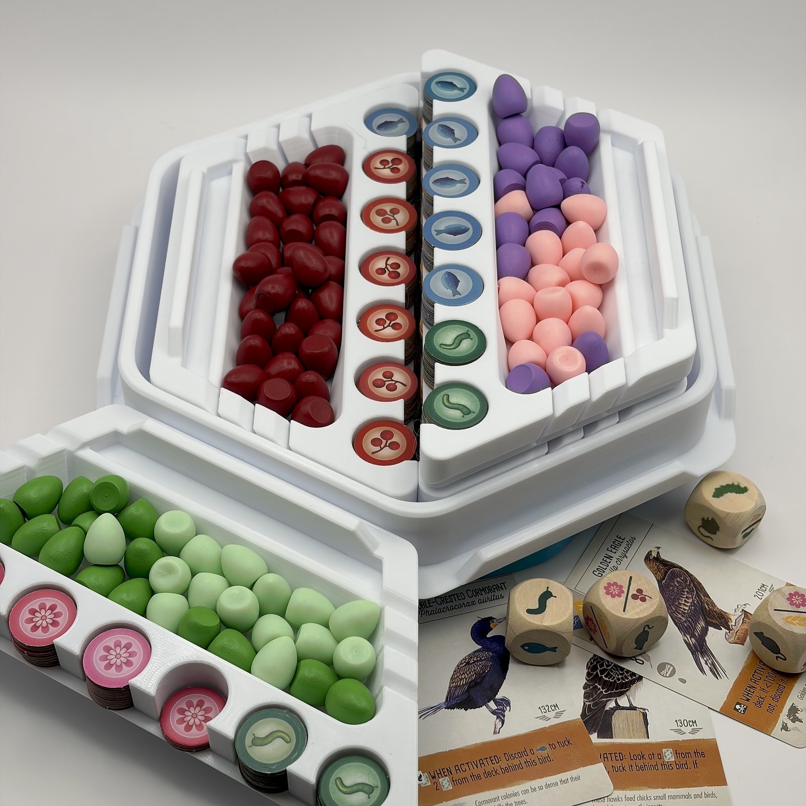 Wingspan Rotating Organizer All Expansion Token Egg Storage 6 Trays Dice Arena