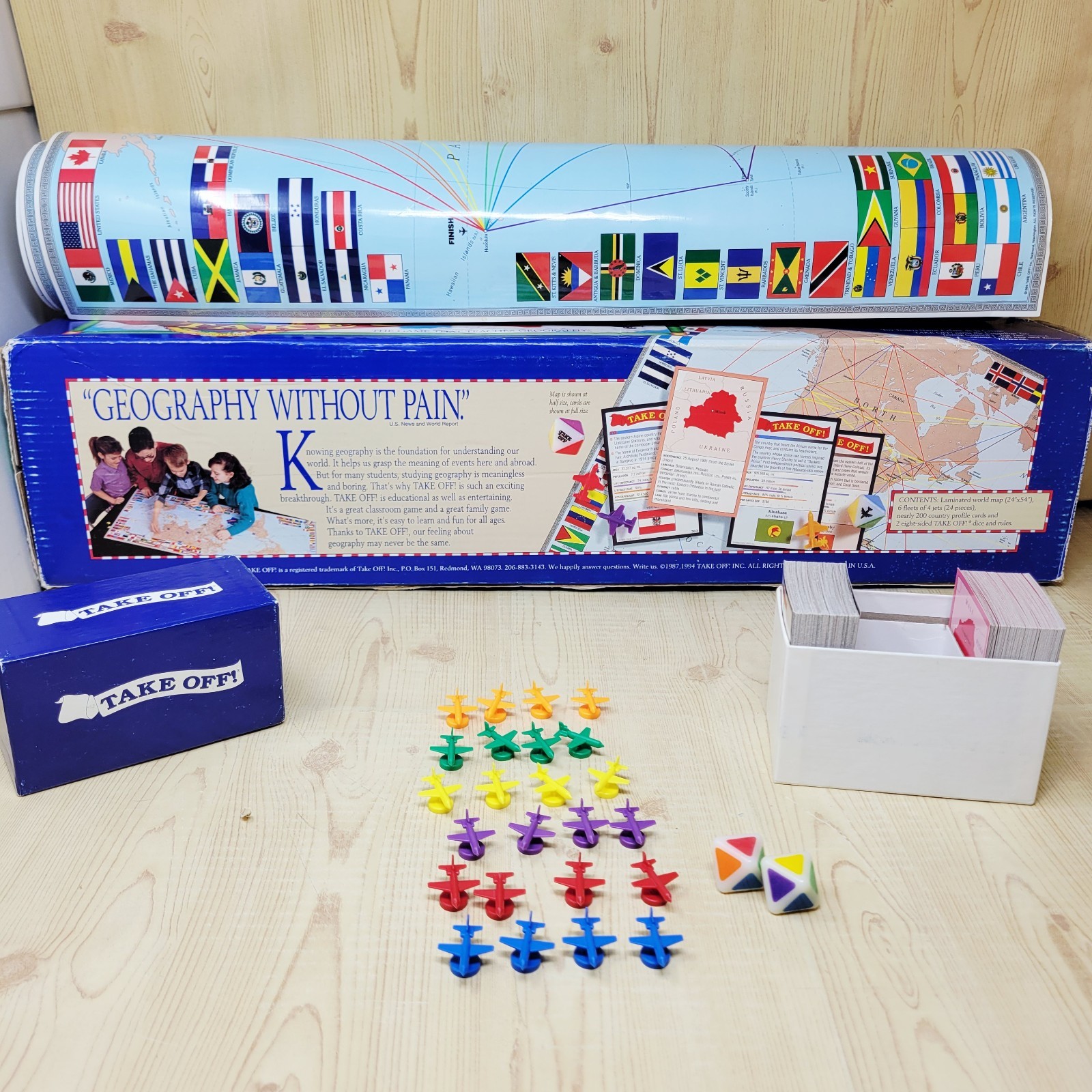 Vintage Take Off Board Game Teaches Geography Updated World Map