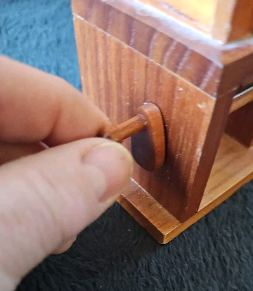 Unique Asian Dragon Themed Handmade Wooden Camshaft Marble Ball Mover Roller Vtg