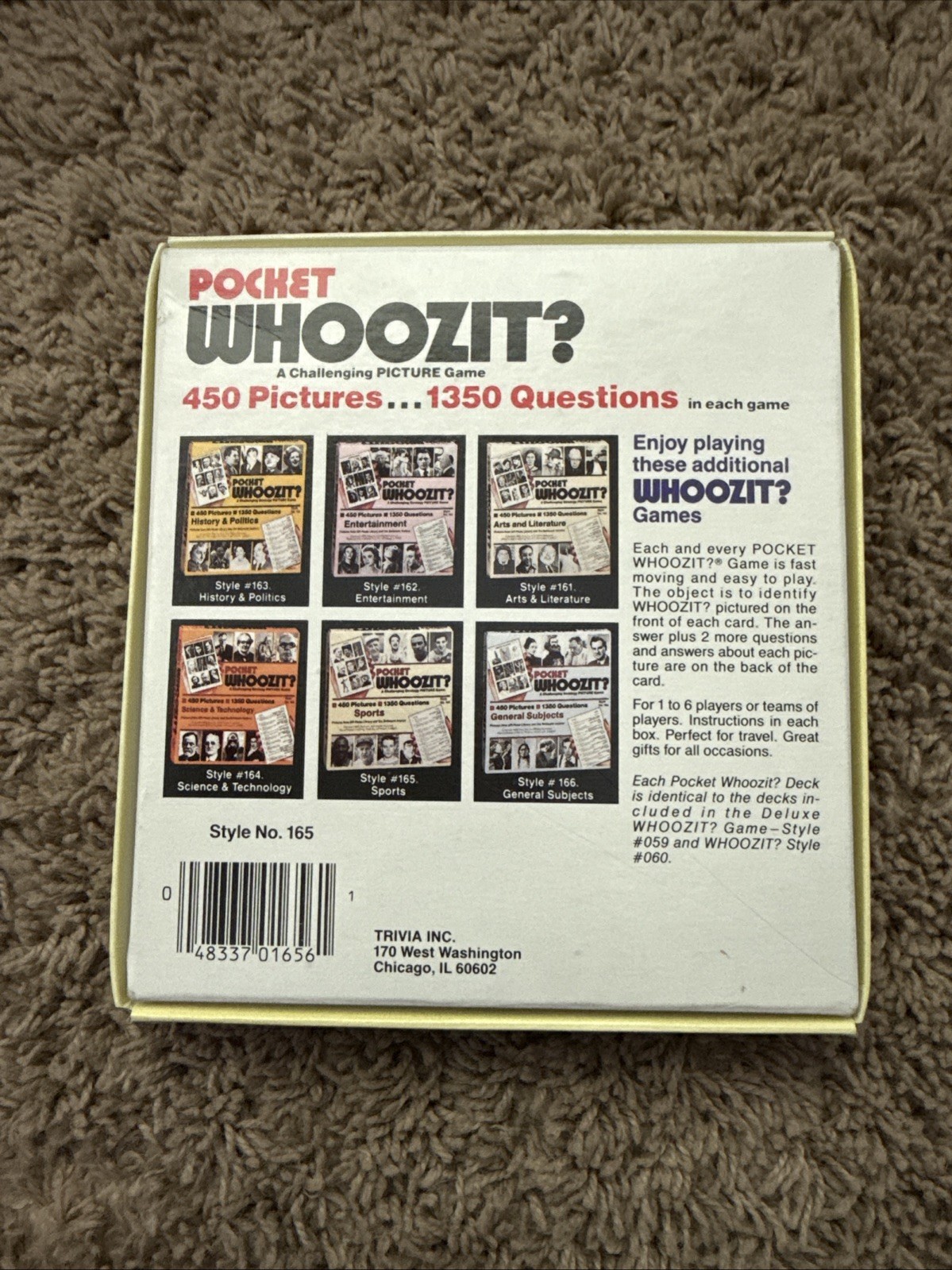 Vintage POCKET WHOOZIT SPORTS STRATEGY PICTURE GAME USA #165 Babe Ruth EUC VTG