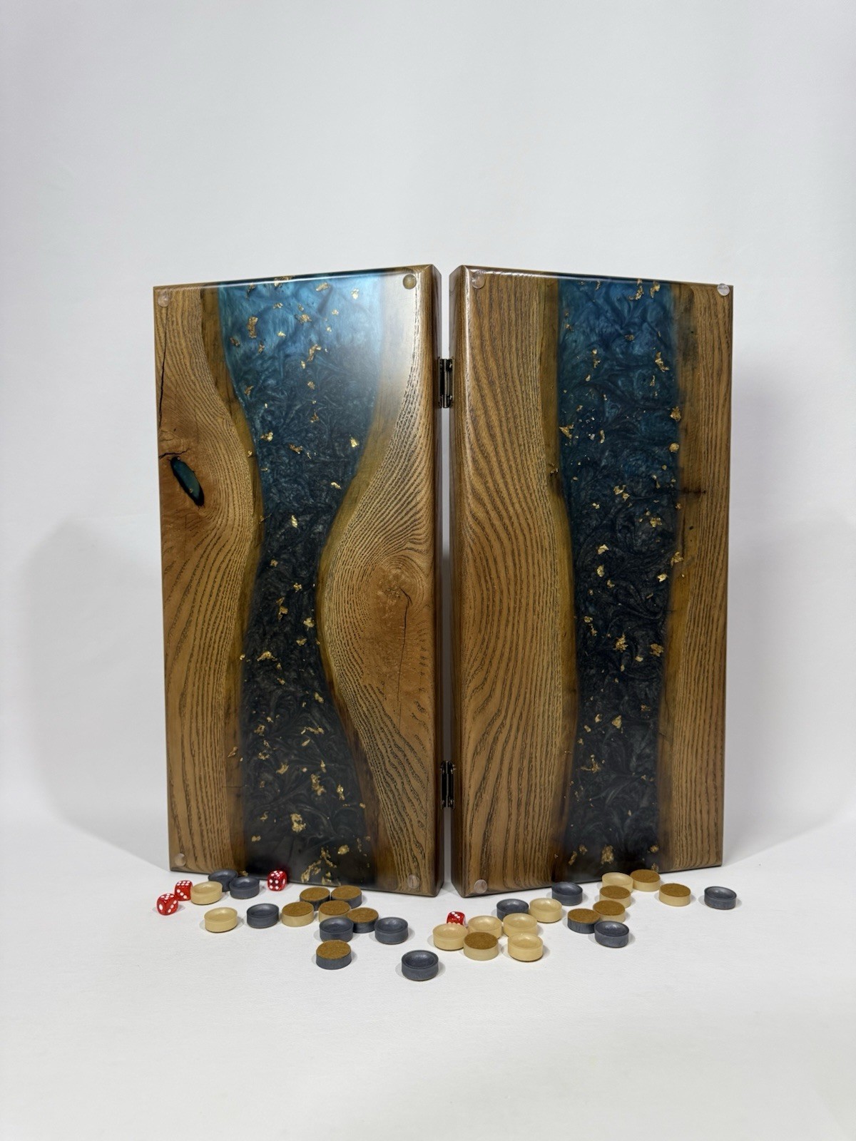 Luxury Wooden Backgammon with Epoxy Resin