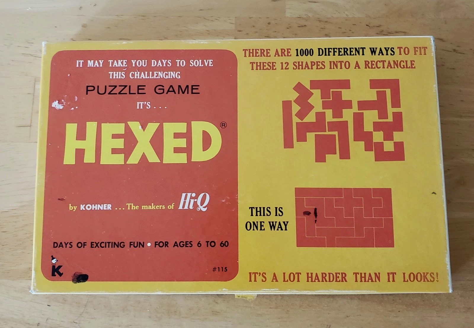 Vintage Hexed Puzzle Challenge Brain Teazer Game by Kohner 1972 #115 Complete