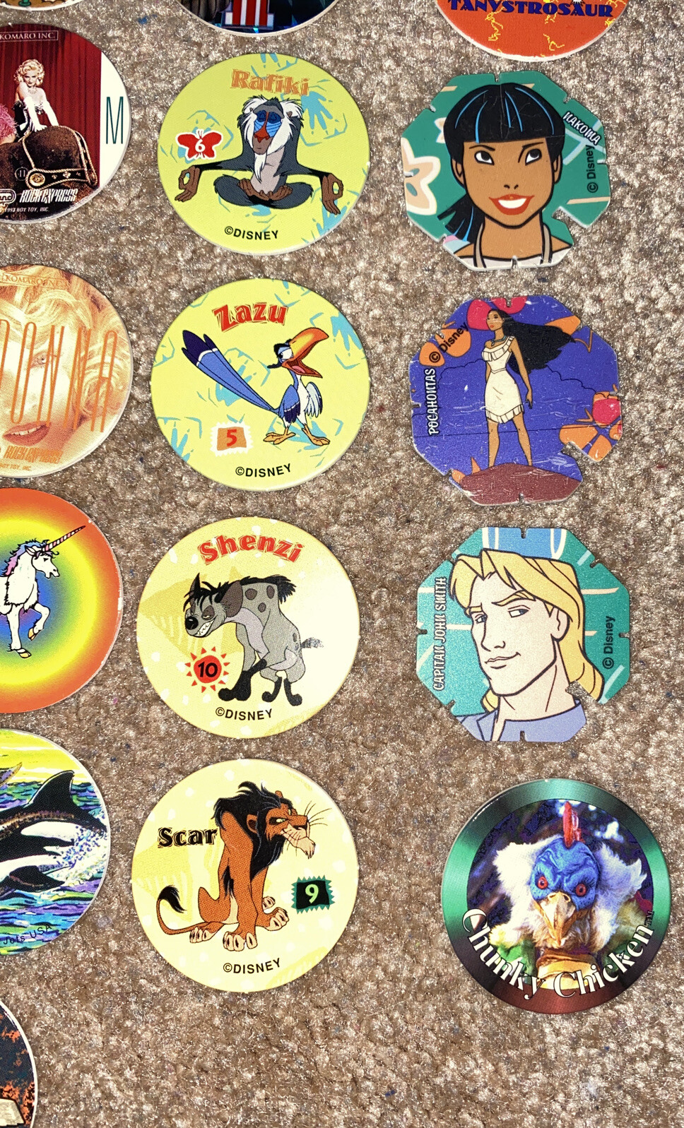 Set of 37 Miscellaneous Pogs 1990s