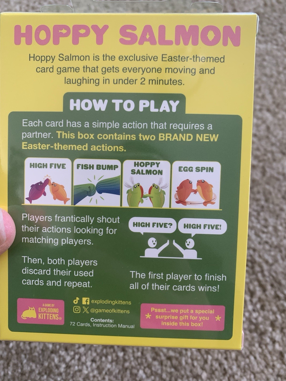 Hoppy Salmon Party Game Exploding Kittens Easter Edition New Sealed