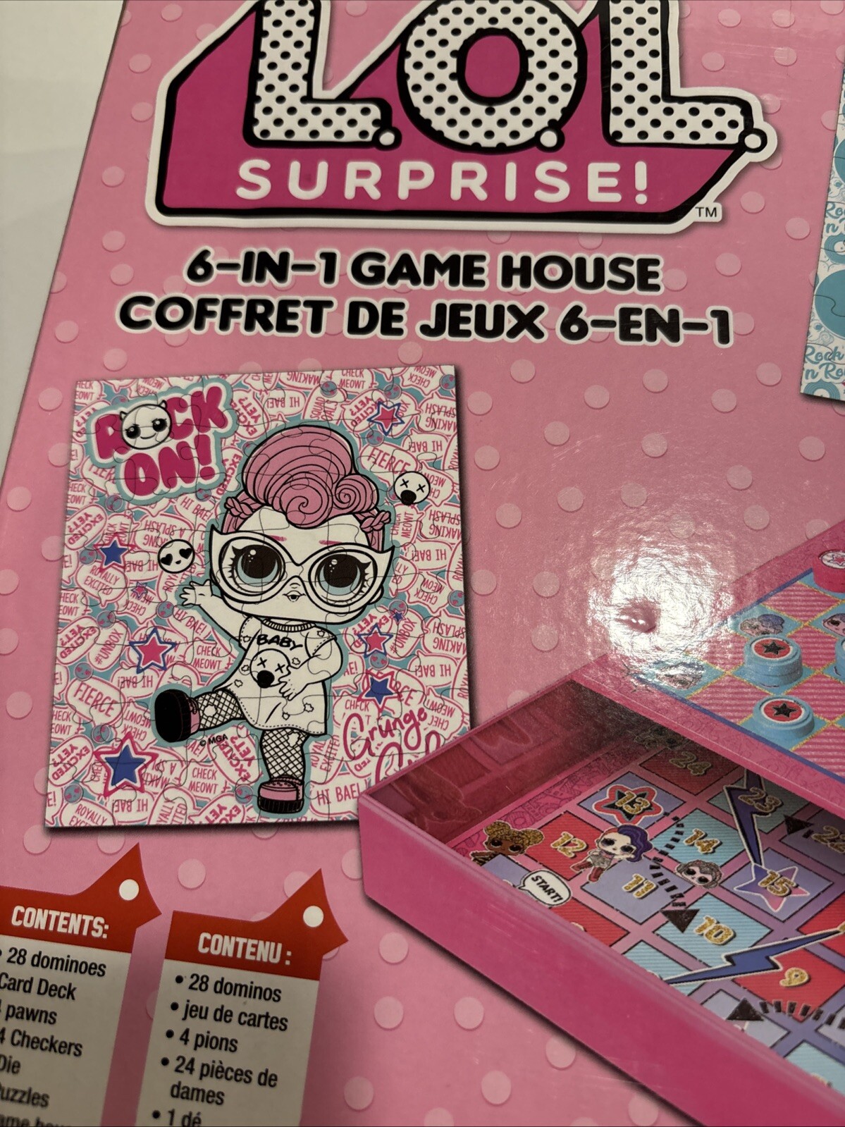 LOL Surprise 6 IN 1 GAME HOUSE Ages 5+ Checkers Dominoes & More Pink Sealed New