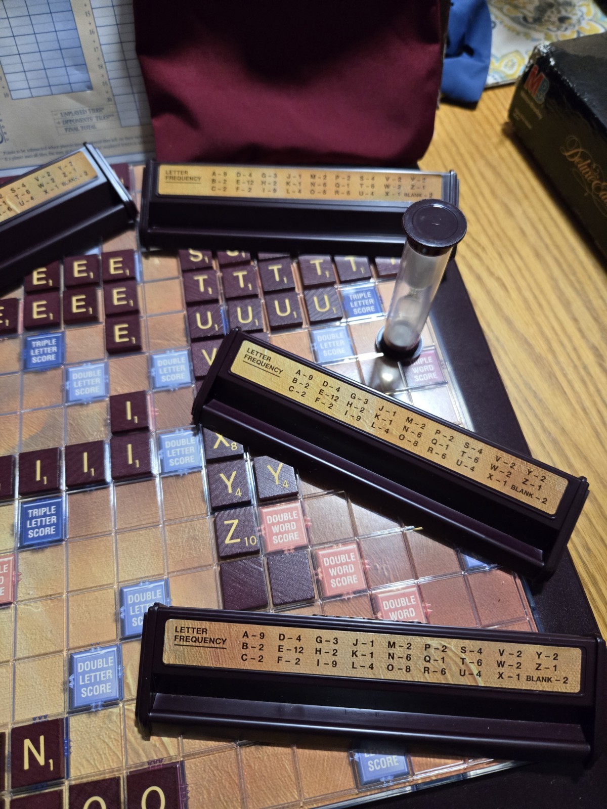 Scrabble Deluxe Edition 1999 Crossword Game Turntable Board Wood Tile Complete