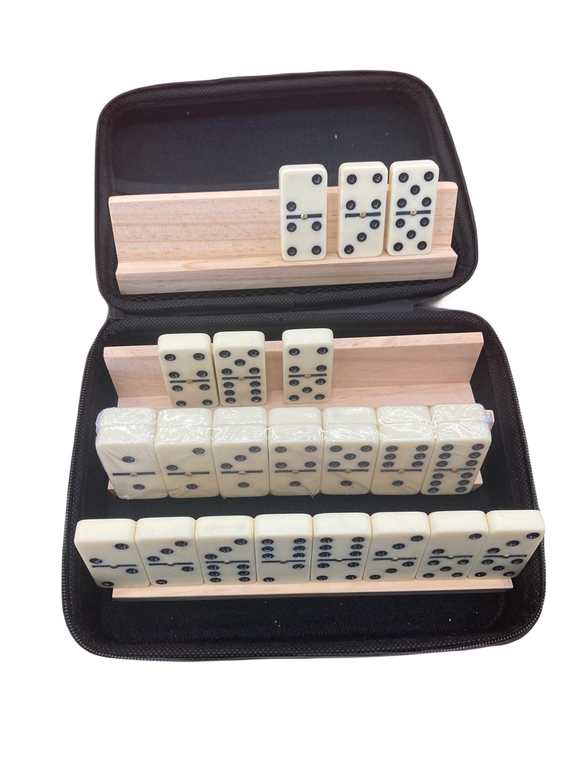 Double 6 Dominoes Set for Adults – 28 Durable Tiles with 4 Tile-Holding Racks…