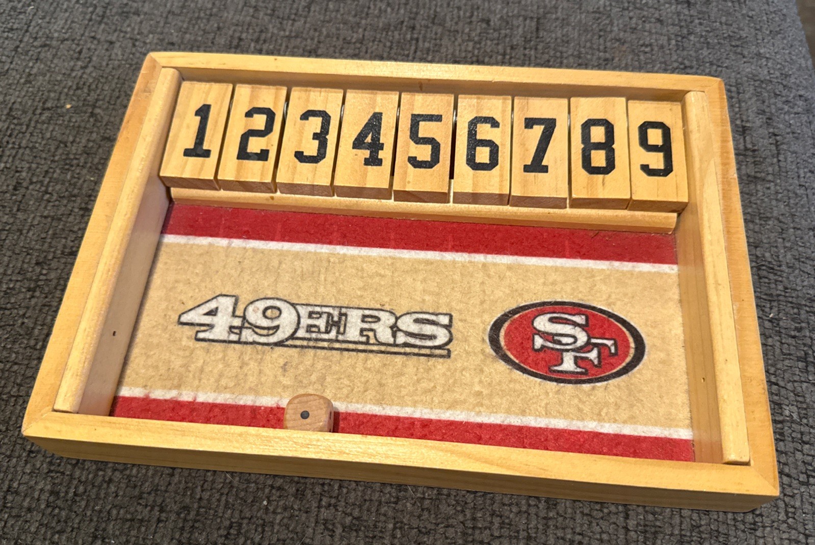 San Francisco 49er’sWooden Shut The Box Dice Game Board Game NFL Tailgating!