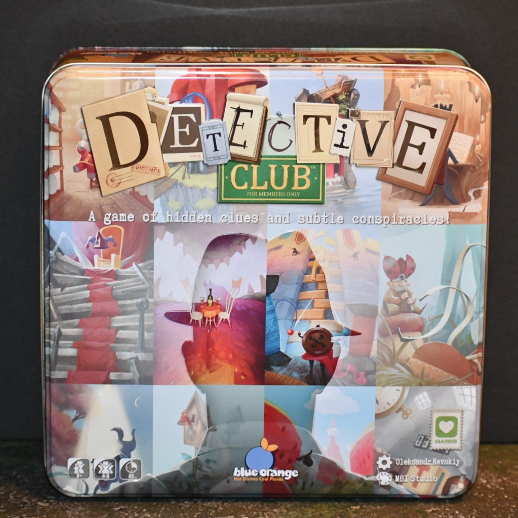 Detective Club Board Game (Rare Metal Tin Ed.) Blue Orange Social Deduction VG+