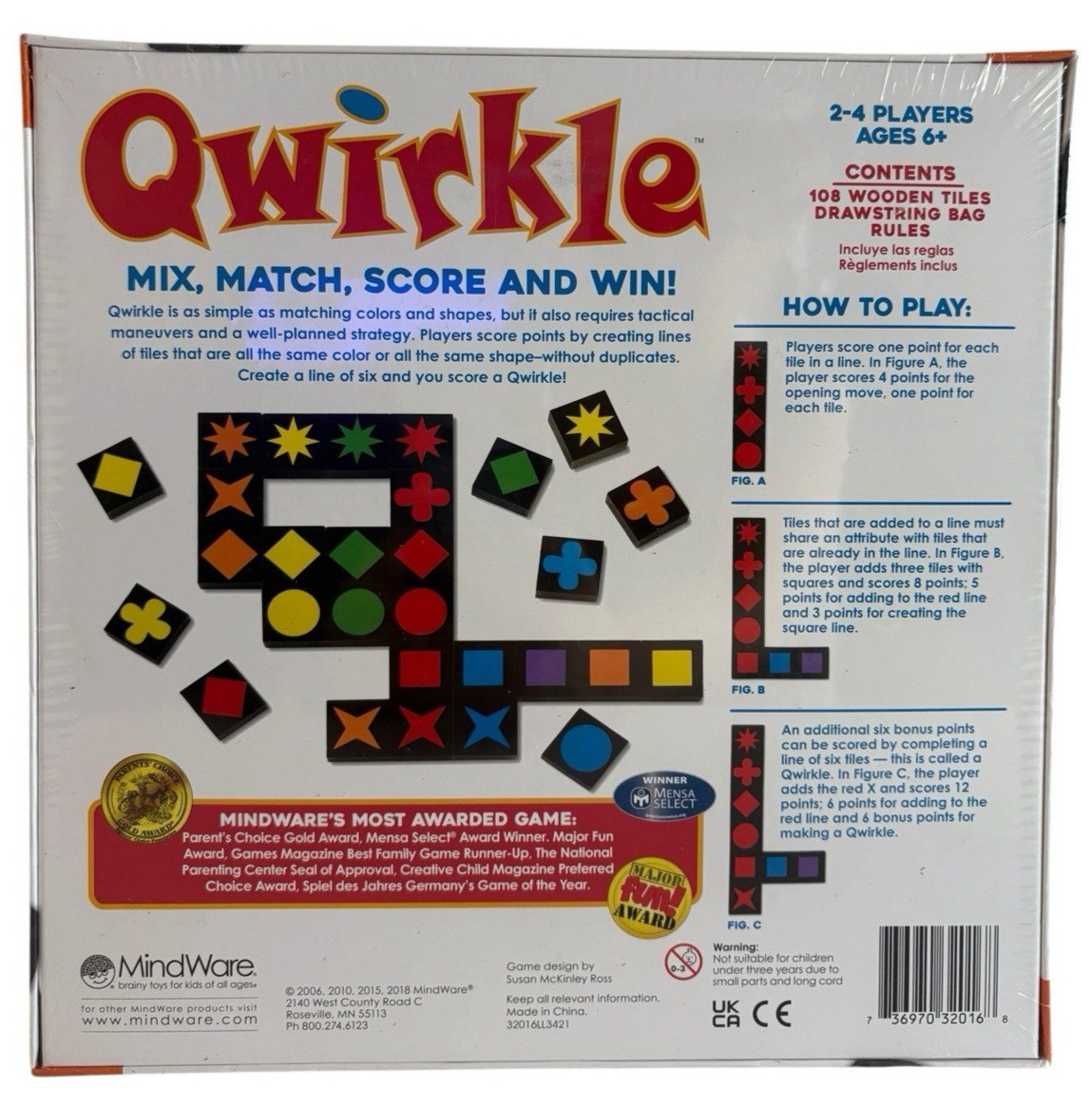New & Sealed Qwirkle Board Game by Mindware Ages 6+