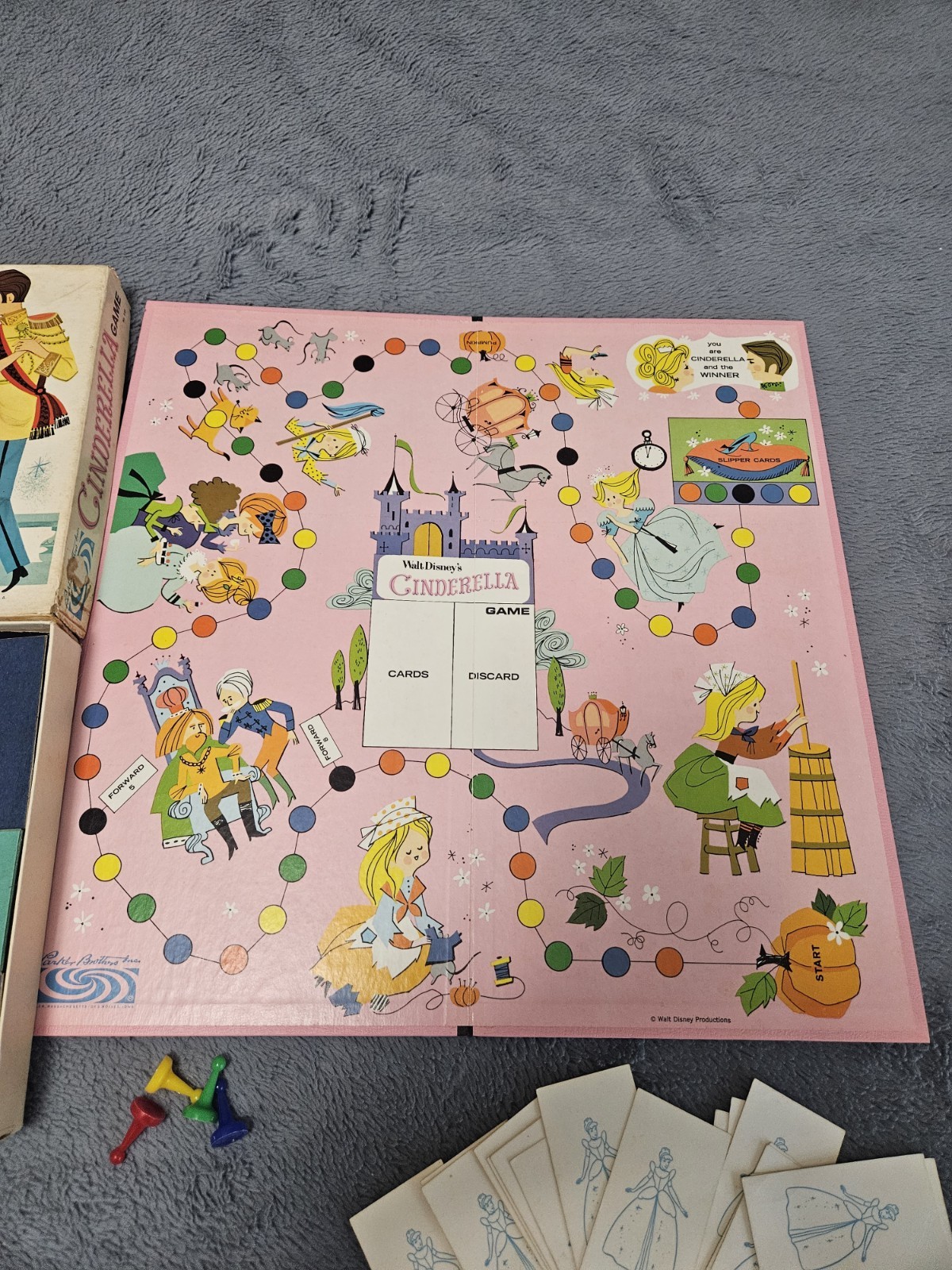~ Vintage Parker Bros Board Game Walt Disney’s Cinderella Game 1965 Complete ~