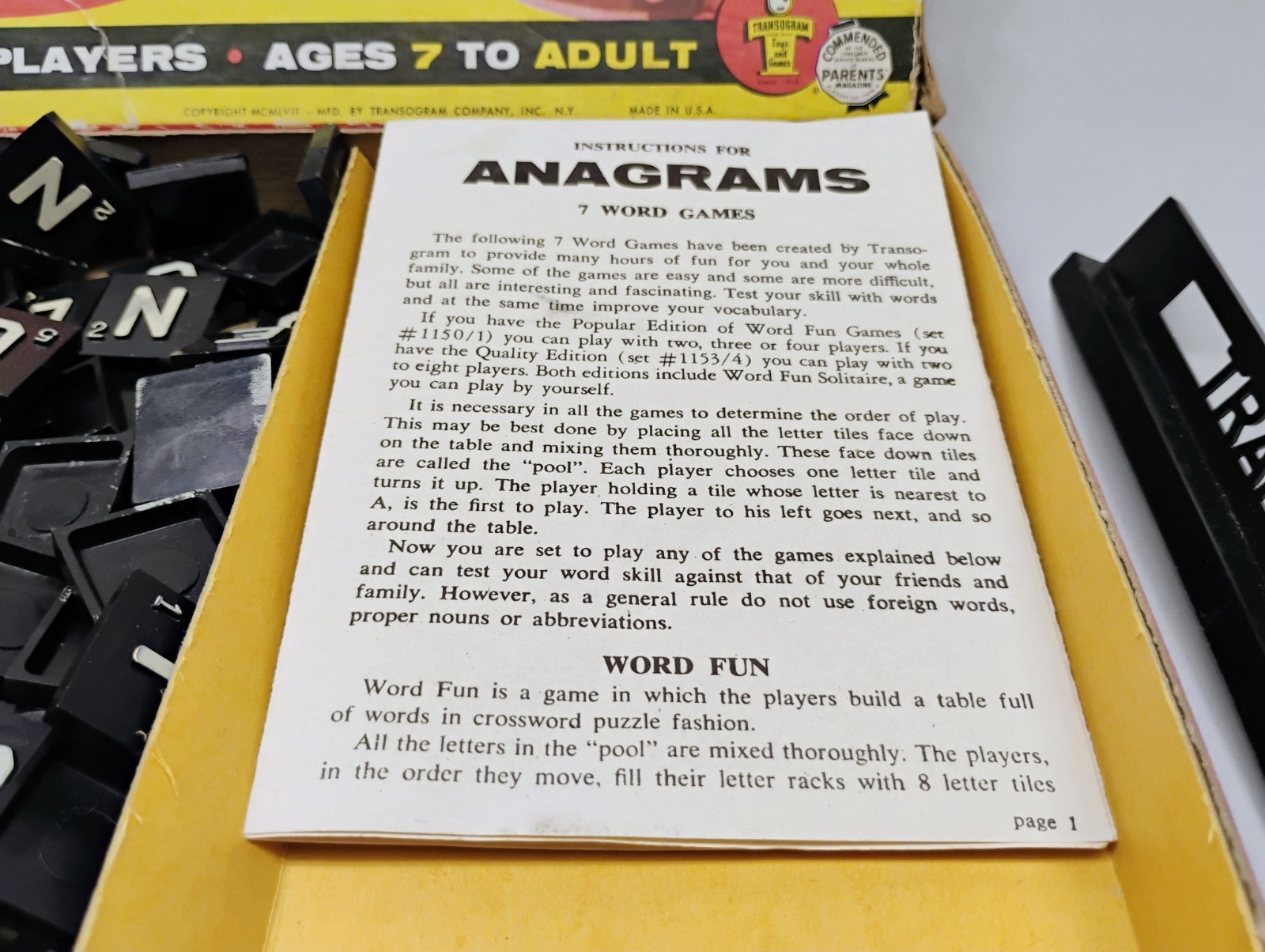 Vintage 1950’s Transogram Anagrams Word Scrabble Games Complete w All 108 Pieces