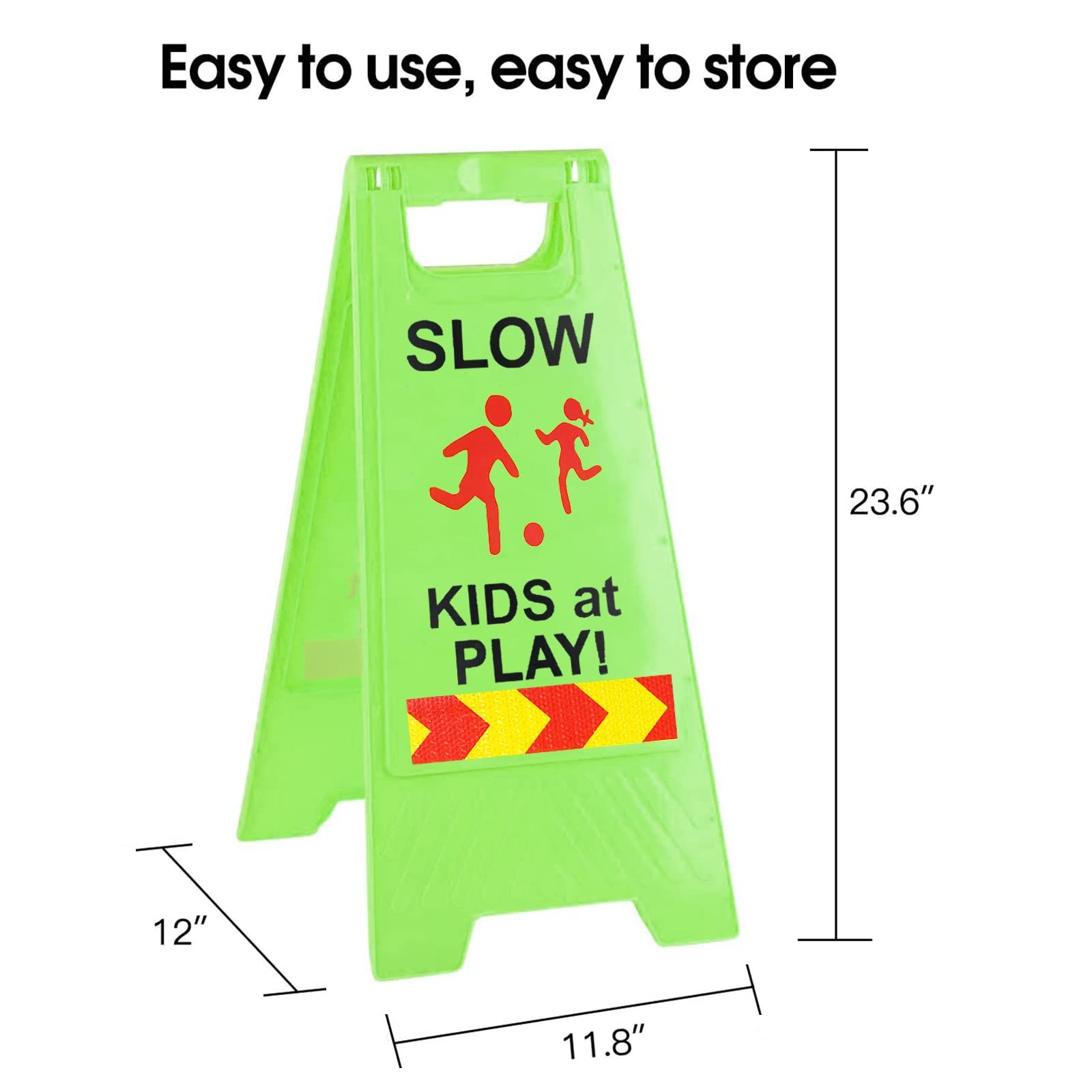 Slow Kids at Play Signs Double Sided Reflective Tape 2 Pack Green Street Text