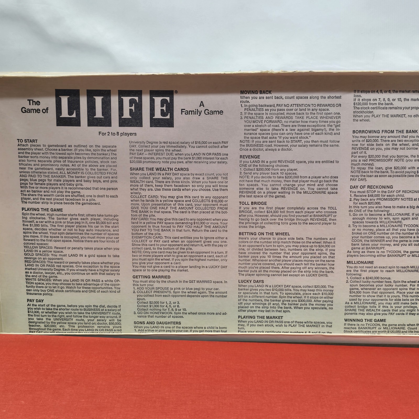 RARE VTG The Game of Life Milton Bradley 1985 COMPLETE Classic Family Version