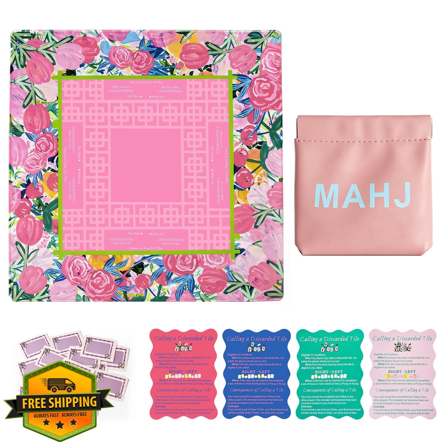 ZWFCGMMBC 31.5″ Bright Pink Mahjong Mat