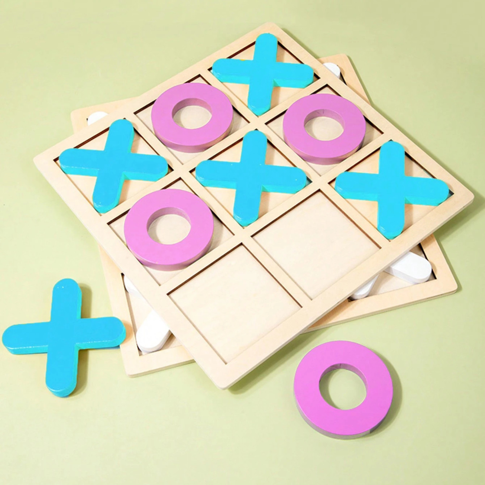 Wooden Tic Tac Toe Game Classical Kids Educational Puzzle Travel Board Toy Set