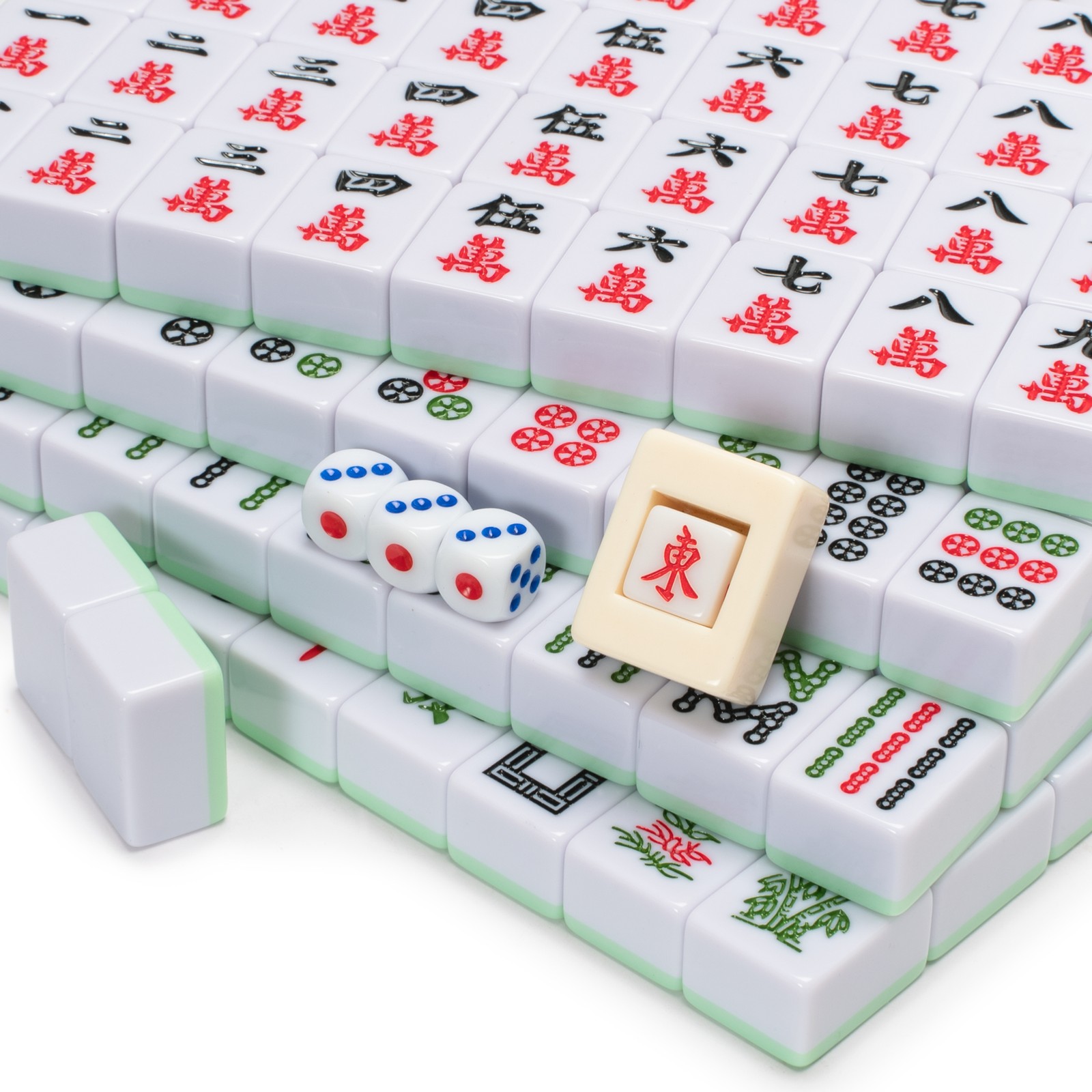 Chinese Mahjong Set, “Celadon Willow” with 146 Medium Tiles