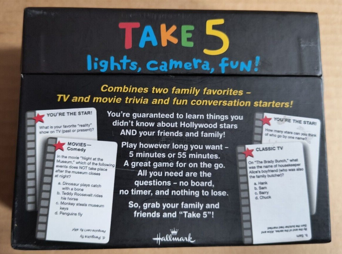 Take 5 Card Game – Fun Movie and TV Trivia Game for the Whole Family-UNPLAYED