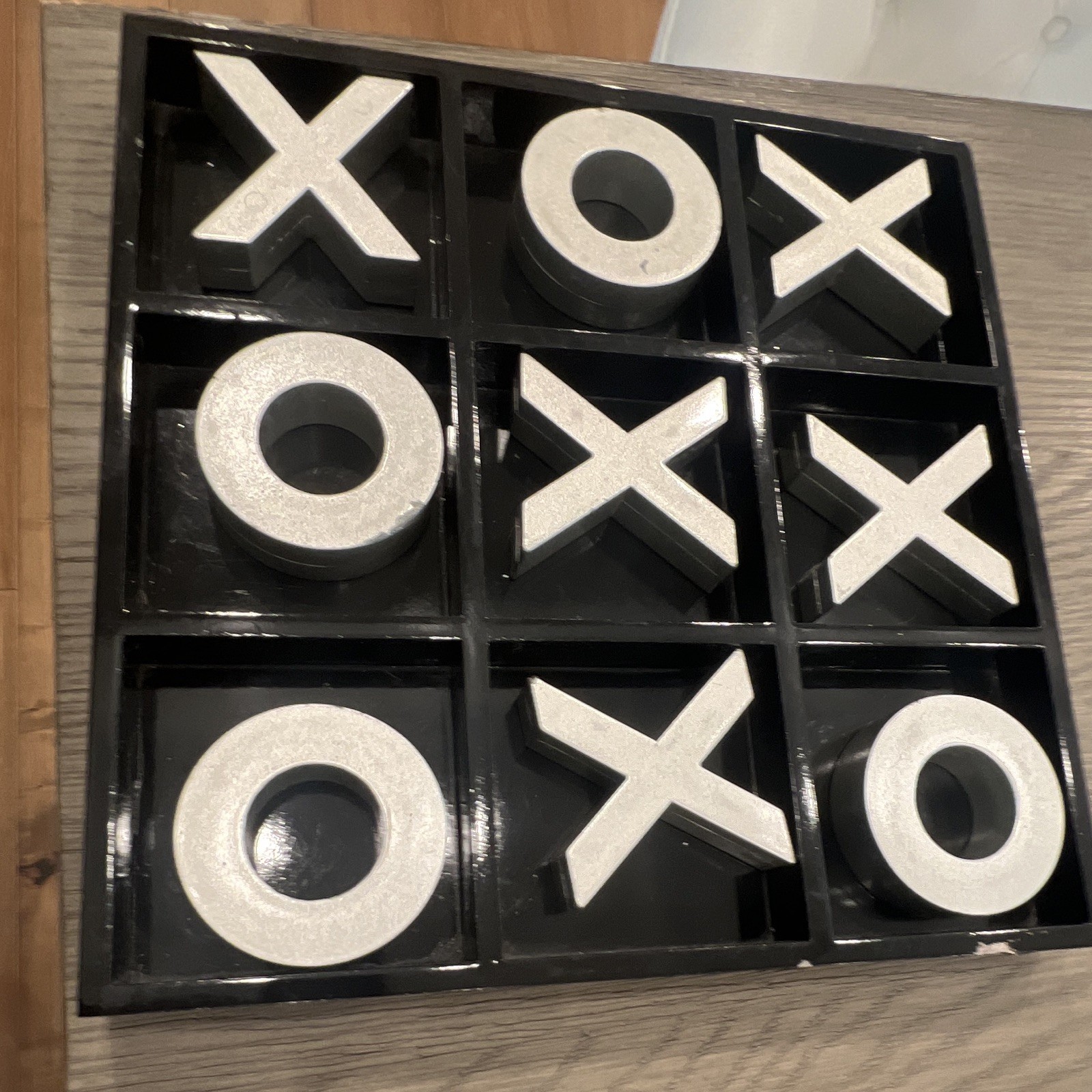 Zgallerie 3D Tic Tac Toe Strategy Board Game Black Grid w/ Silver X O Pieces,