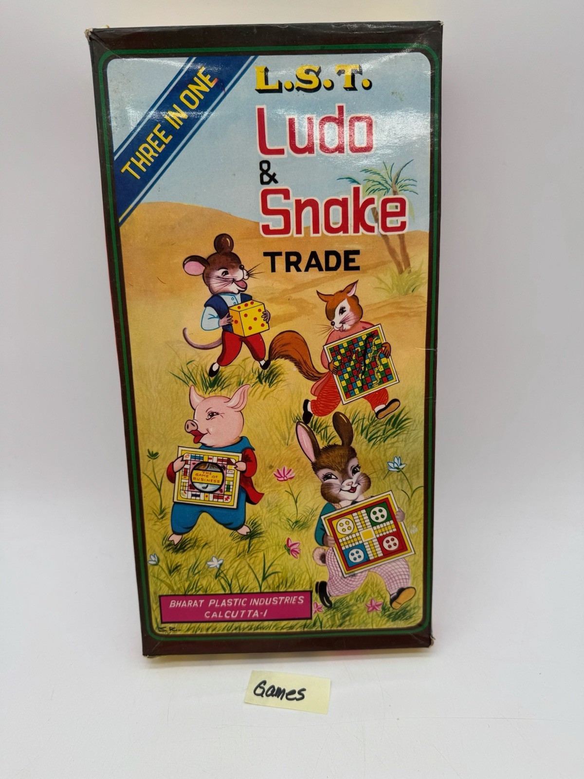 Vintage 1960s Bharat Plastic LST Ludo Snake Trade 3 in 1 Game Kids Collectible