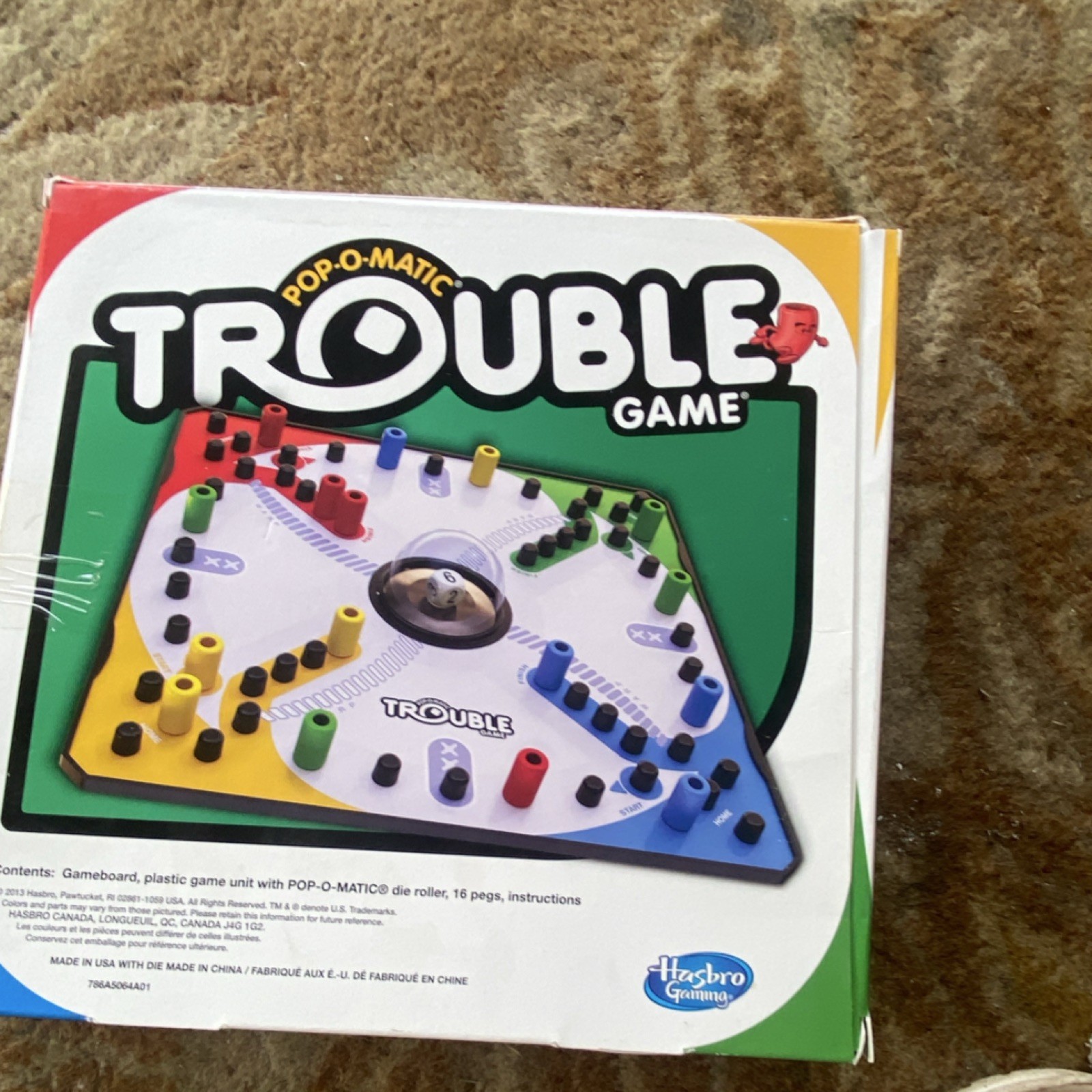 Hasbro Trouble Pop-O-Matic Complete Board Game Strategy Theme 2+ Players Ages 5+