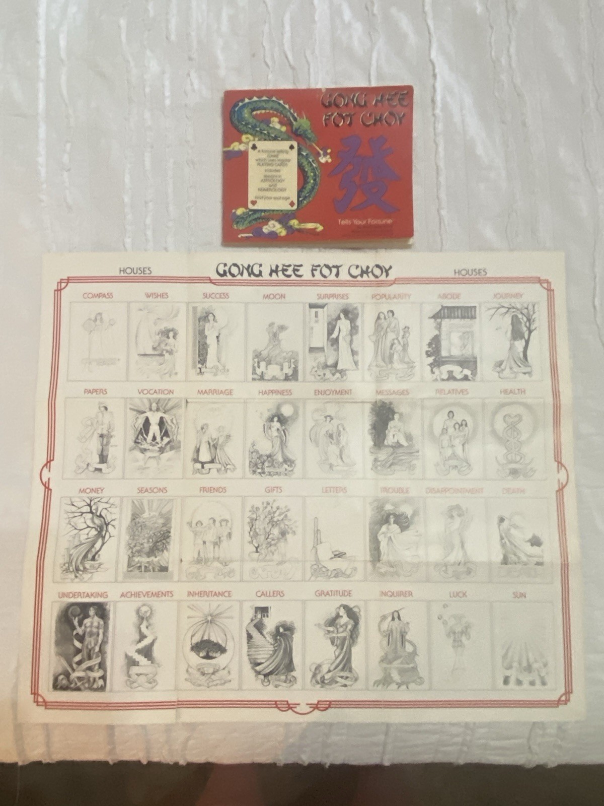 Celestial Arts Gong Hee Fot Choy Fortune Telling Game w/ Board, 1981, 17+