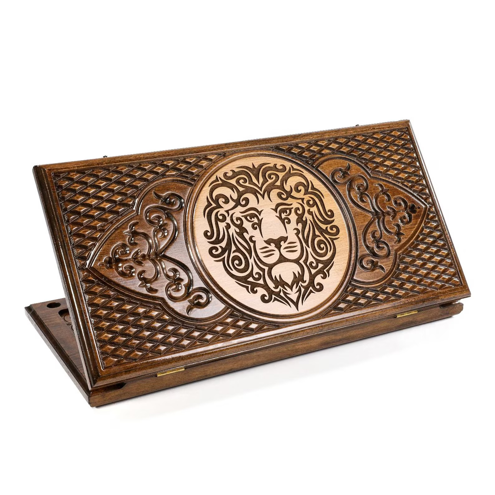 Personalized Backgammon Set Lion Design Custom Wood Board Father’s Day Gift Men