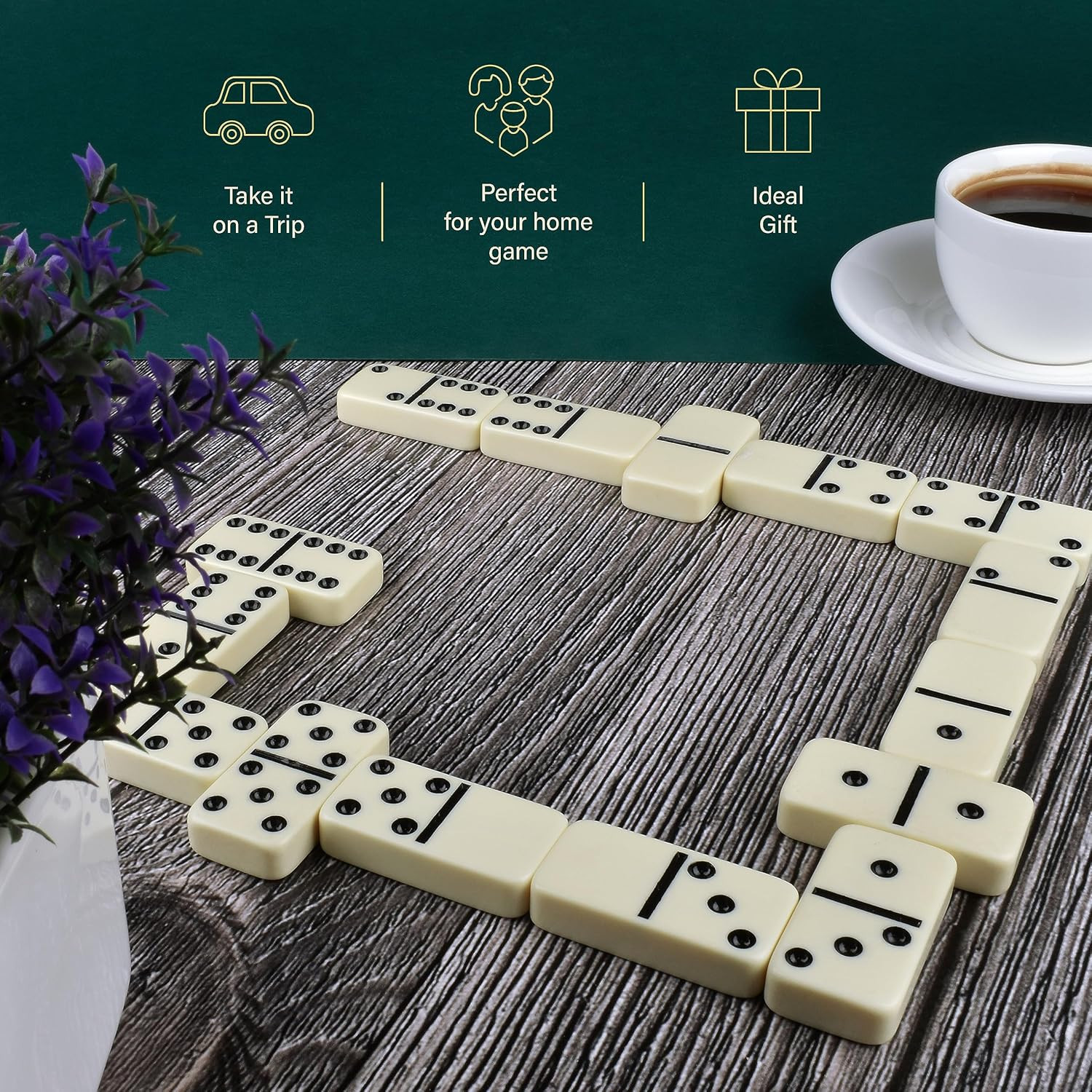 Jumbo Dominoes Set for Adults and Kids – Domino Set for Classic Board Games –…
