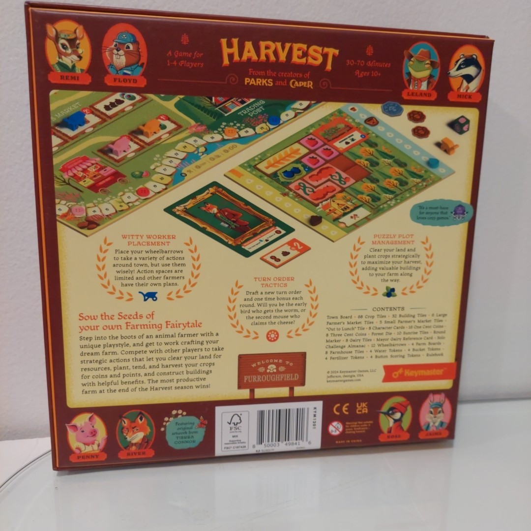 Harvest Board Game Keymaster Games Farming & Animals Theme Complete Open Box