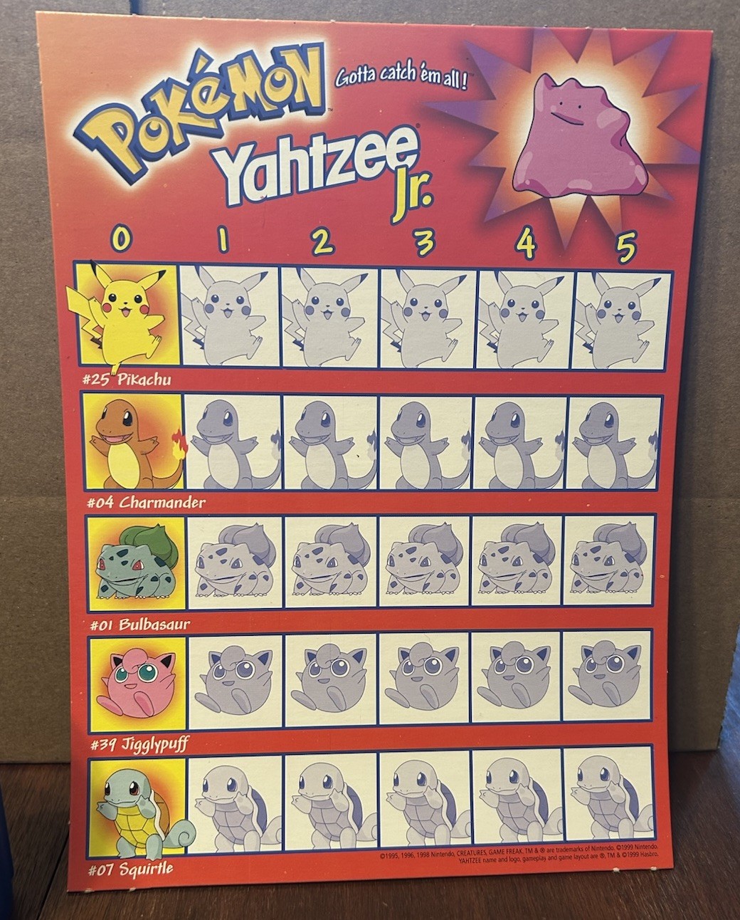 Pokemon Yahtzee Jr. – Milton Bradley Hasbro – COMPLETE Game – Vtg 1999 Nintendo