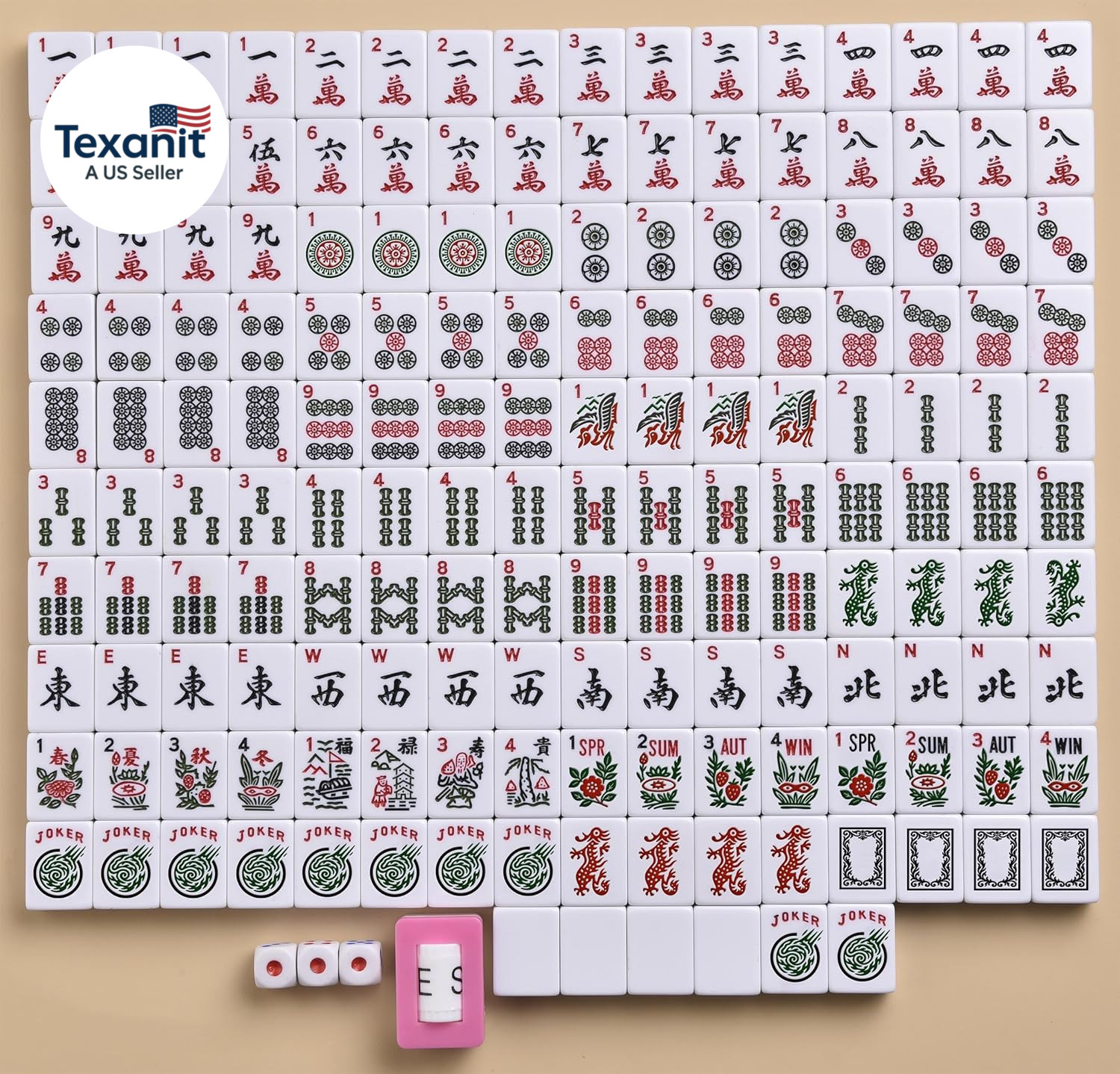 American Mahjong Set, Blue Paisley Carrying Bag,166 Premium White Tiles,4 All-In