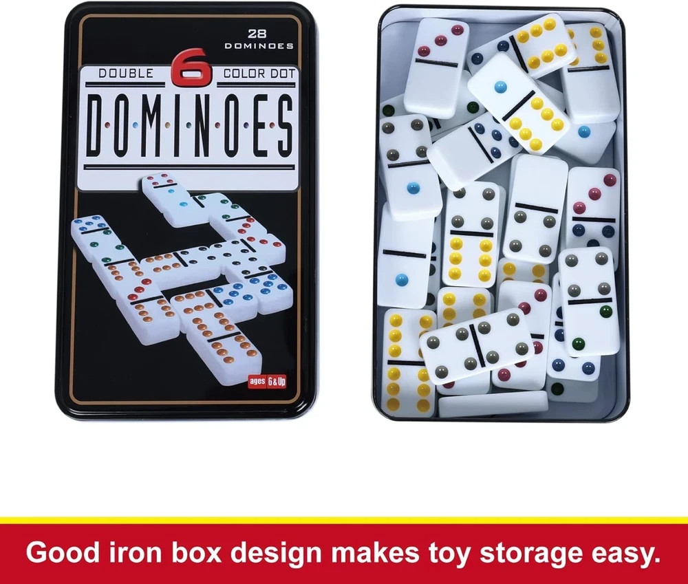 Double Six Dominoes Set for Adults, Classic Domino Game with Tin Box – 28 Tiles