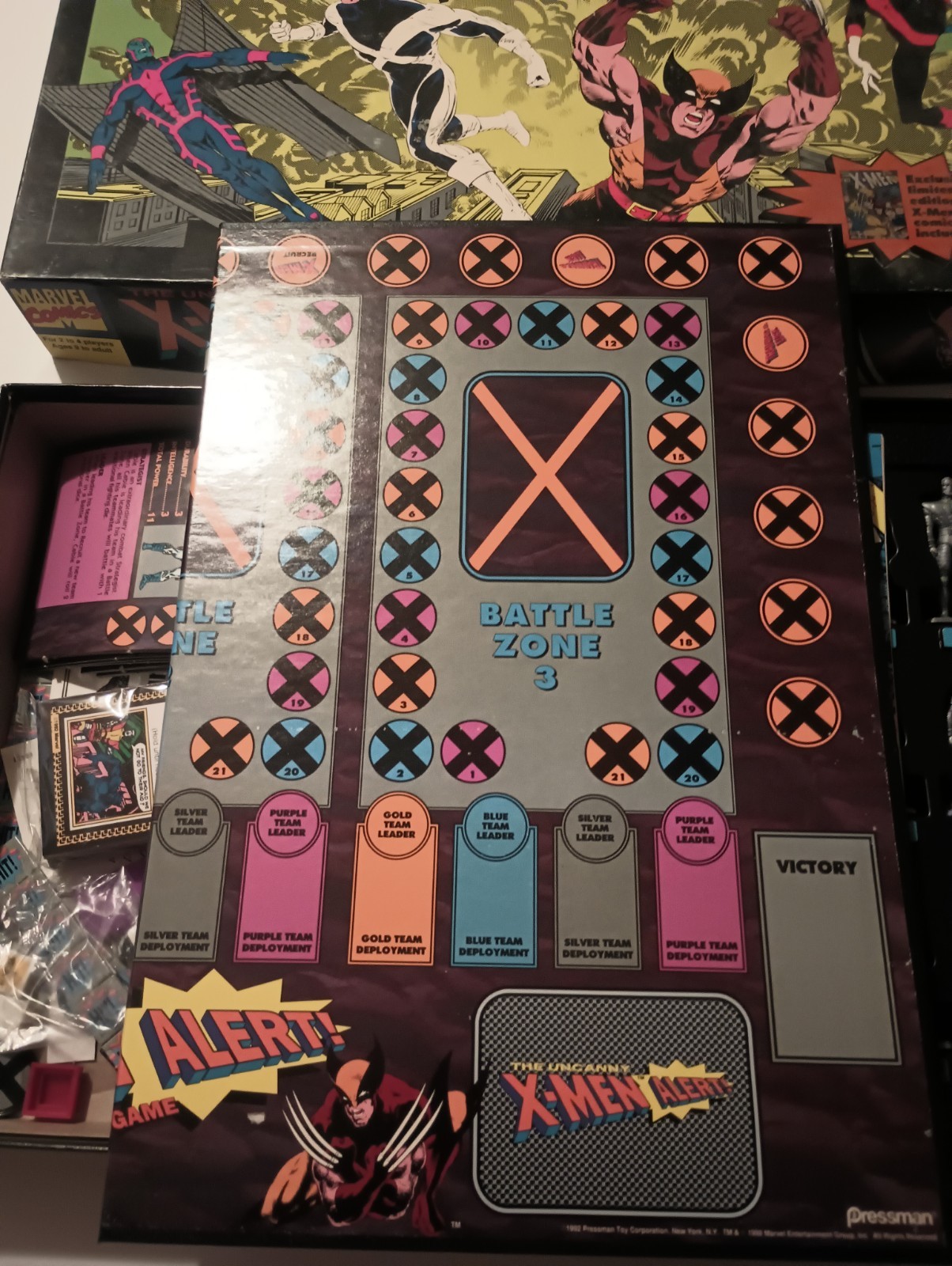 1992 Pressman Marvel Comics Uncanny X-Men Alert Adventure Board Game Complete