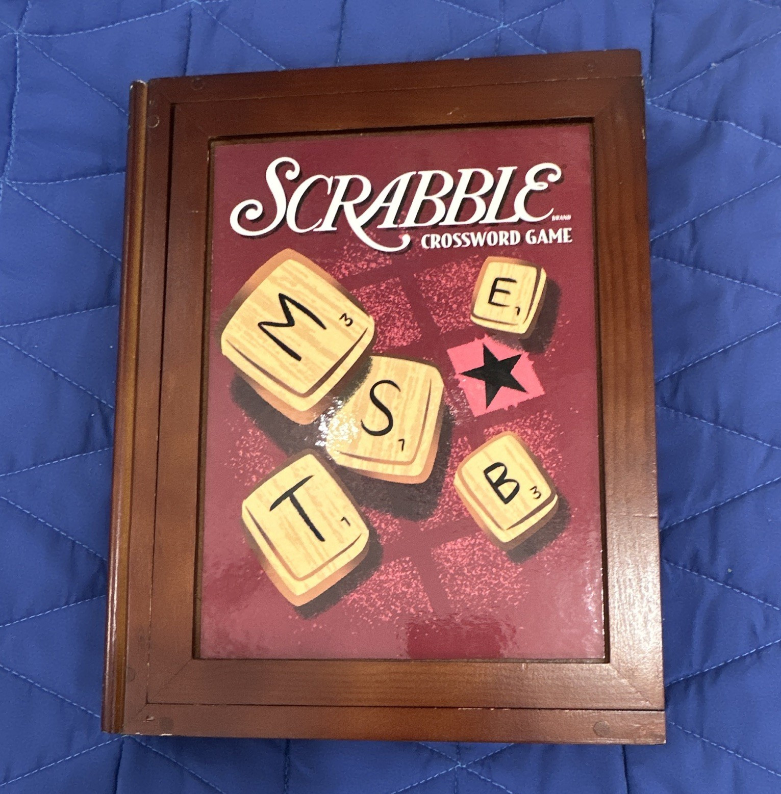 Scrabble Wooden Case Crossword Board Game Set w/ Letter Tiles Complete 8+ 2+
