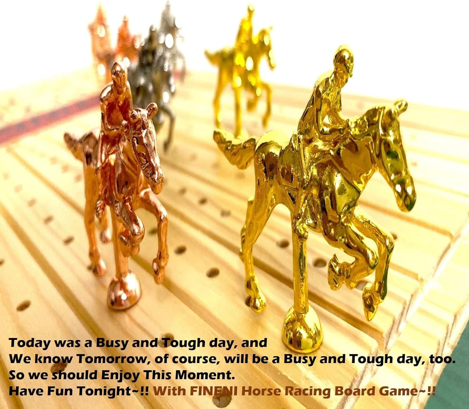 Horse Racing Game for Adults With 11 Luxurious Metal Horses Silver, Black, Ro…