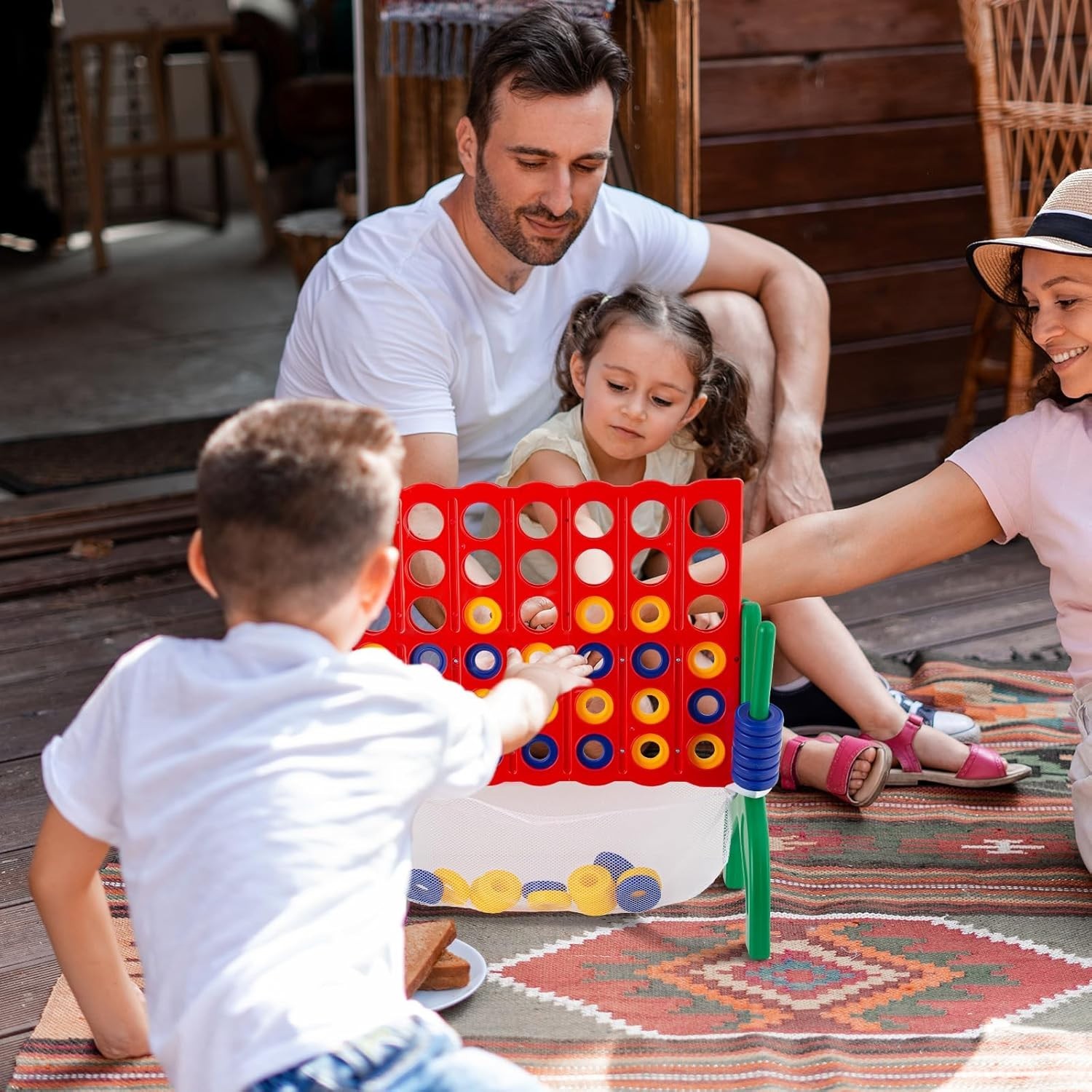 1.9 Feet Giant 4-In-A-Row Game Set for Kids & Adults Outdoor Indoor Yard Fami…
