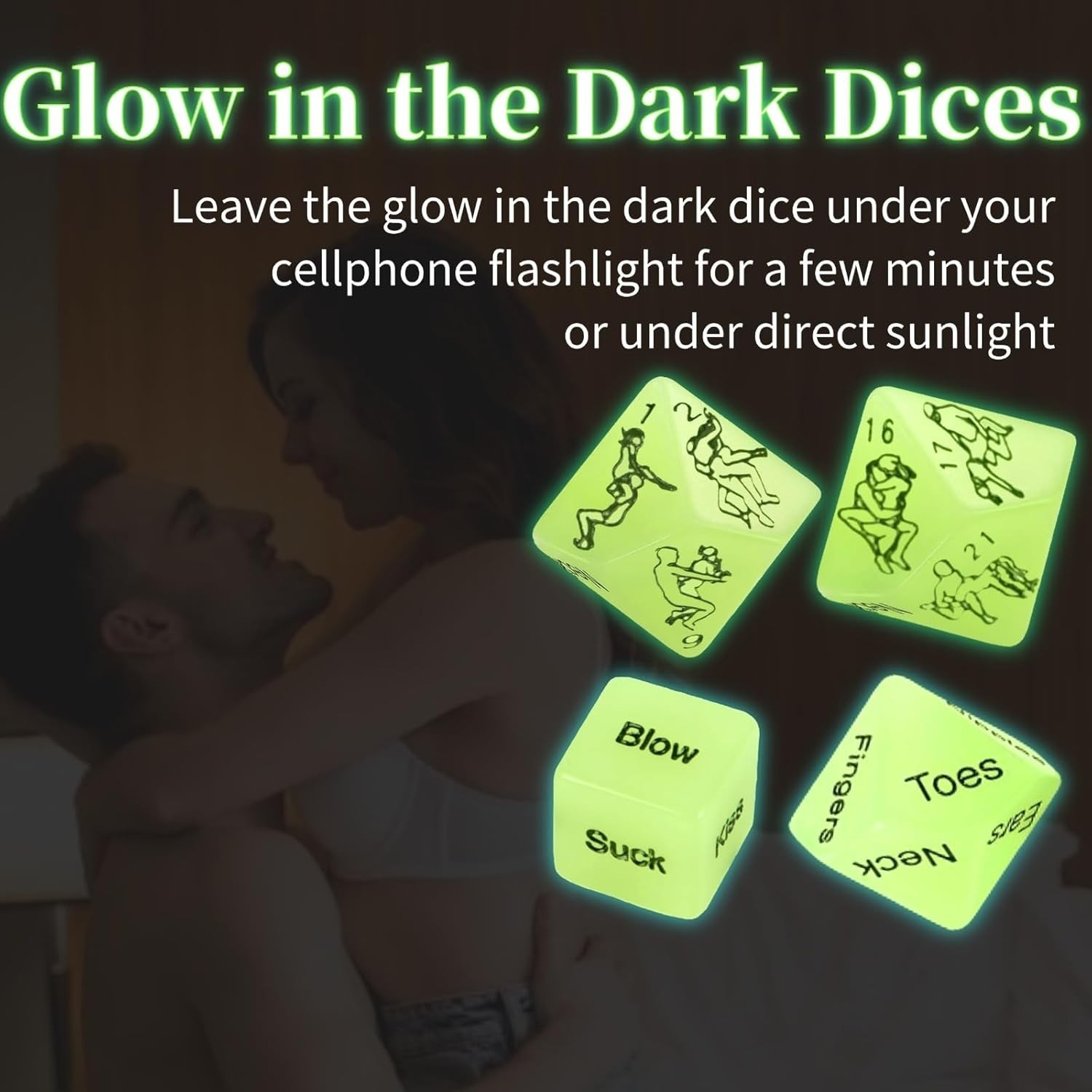 Couples Sex Dice Game Glow in Dark Romantic Adult Partners Play