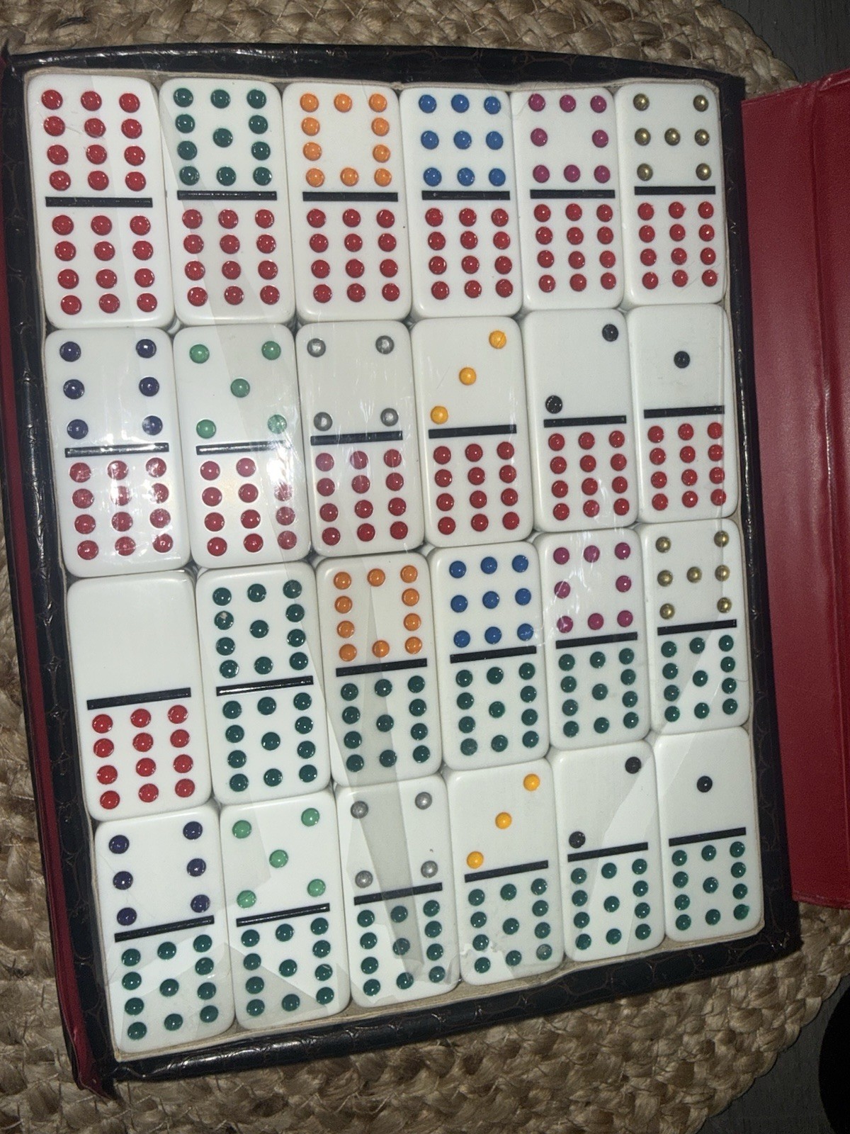 Vintage set of 91 professional double twelve dominoes