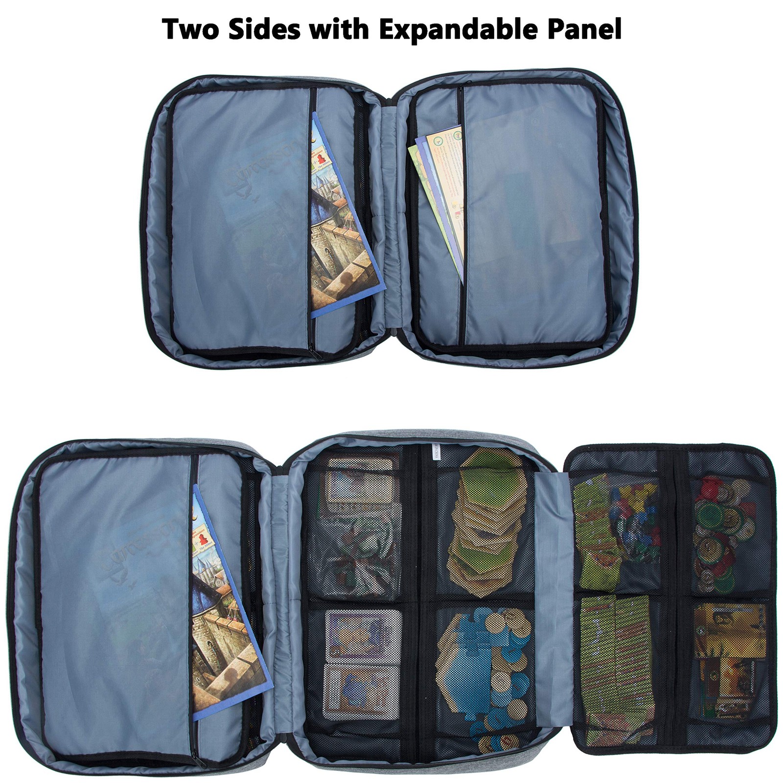 KISLANE Board Game Carrying Case with 18 Pockets for Board Games, Pieces, Tok…