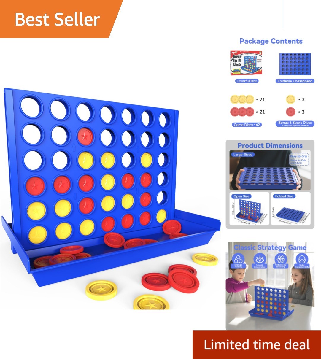 Portable Big Size 4 in a Row Game – Ideal for Camps, Parties & Family Nights