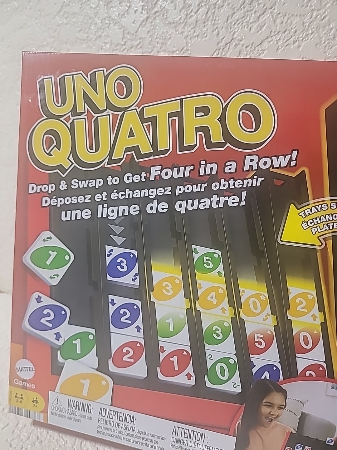 MATTEL GAMES UNO QUATRO GAME, FAMILY & GAME NIGHT COLORED TILES NEW IN BOX