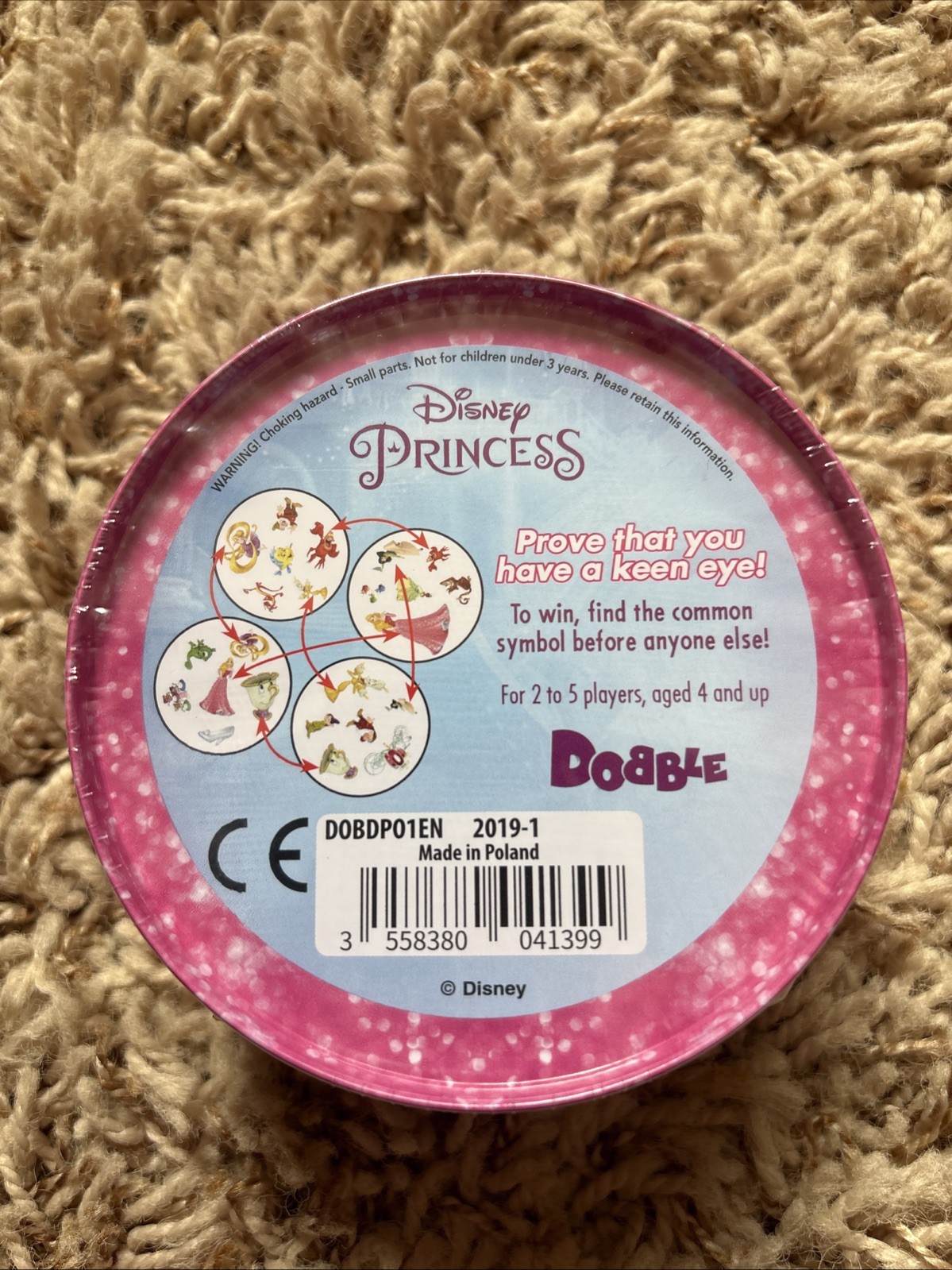 DISNEY PRINCESS DOBBLE SPOT IT New Sealed In Tin 30 Cards