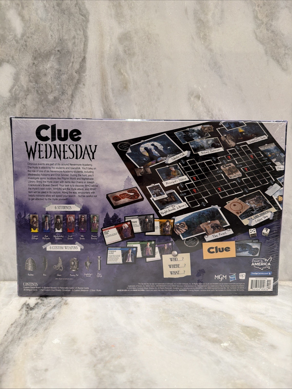 CLUE Wednesday 2024 Edition Board Game USAopoly Hasbro NEW