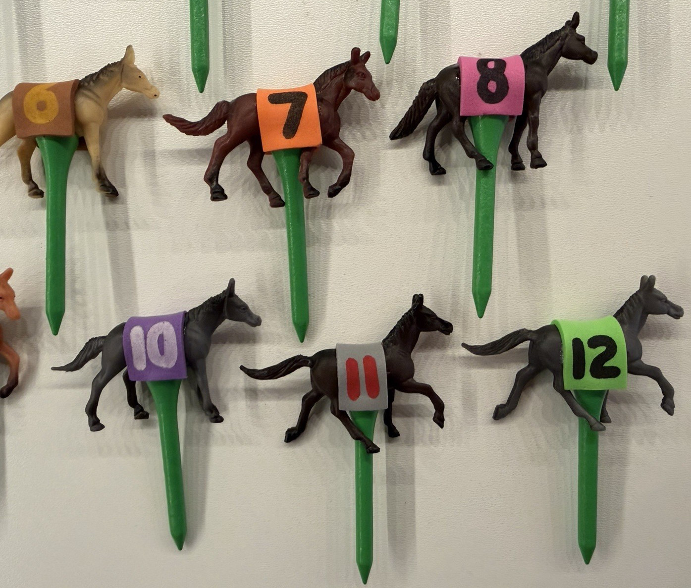 Custom Horse Game Pieces Tokens Race Derby – handmade #’s saddles GREEN tees