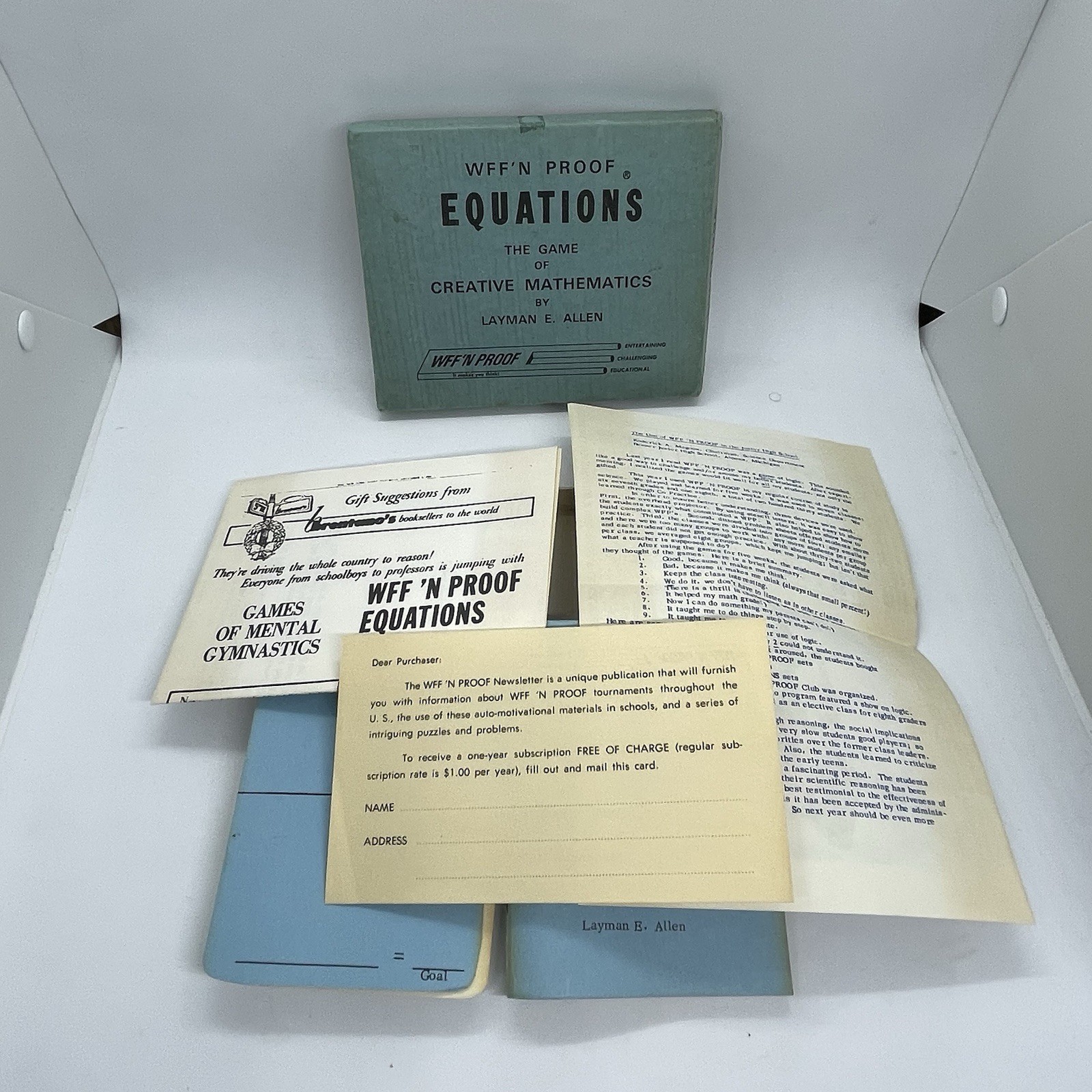 Vintage Wff’n Proof Equations the Game of Creative Mathematics Layman Allen