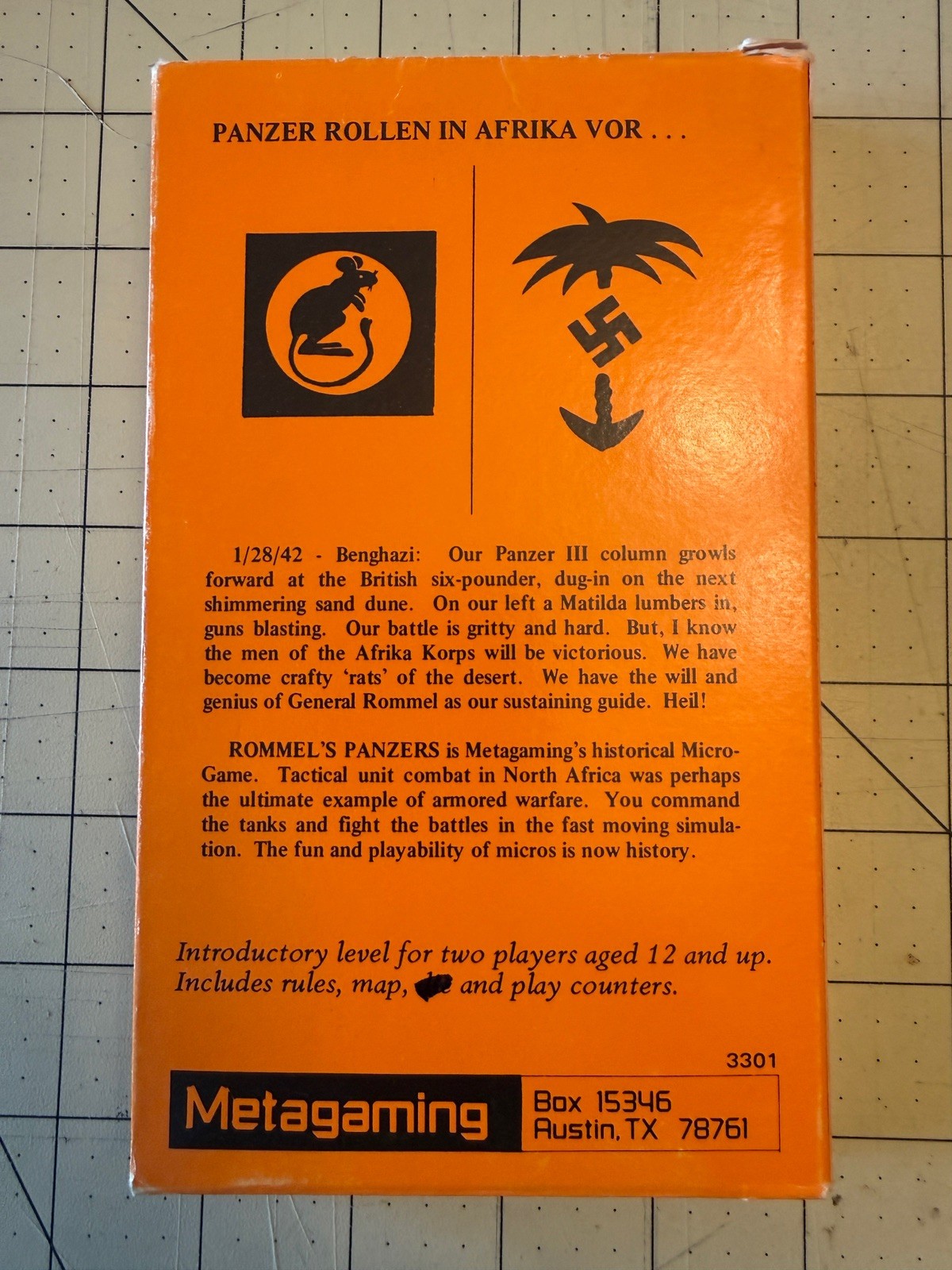 Metagaming MicroHistory MicroHistory #1 – Rommel’s Panzers Box New Old Stock