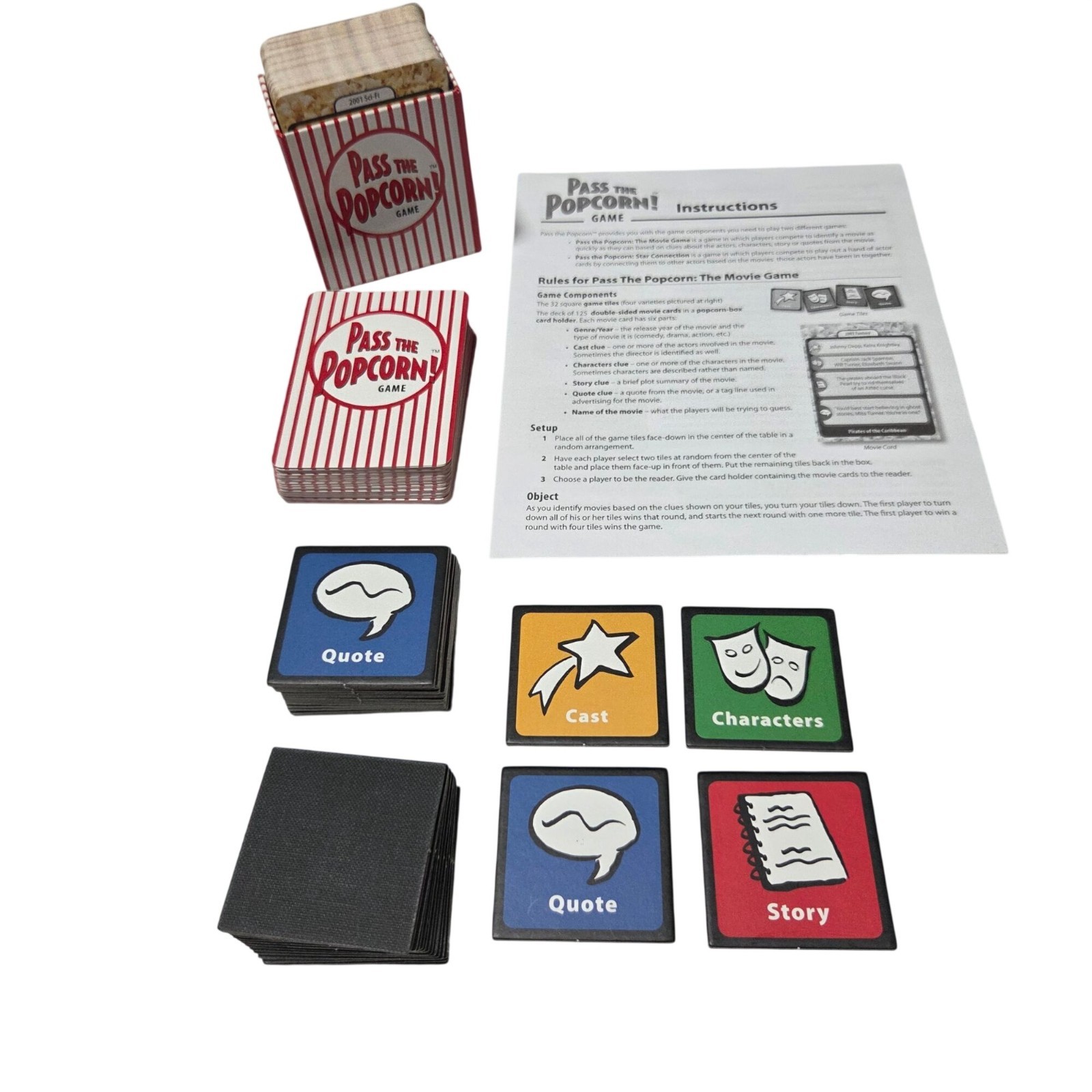 Pass The Popcorn! Movie Trivia Family Party Game 2-8 Players Ages 12+ Complete