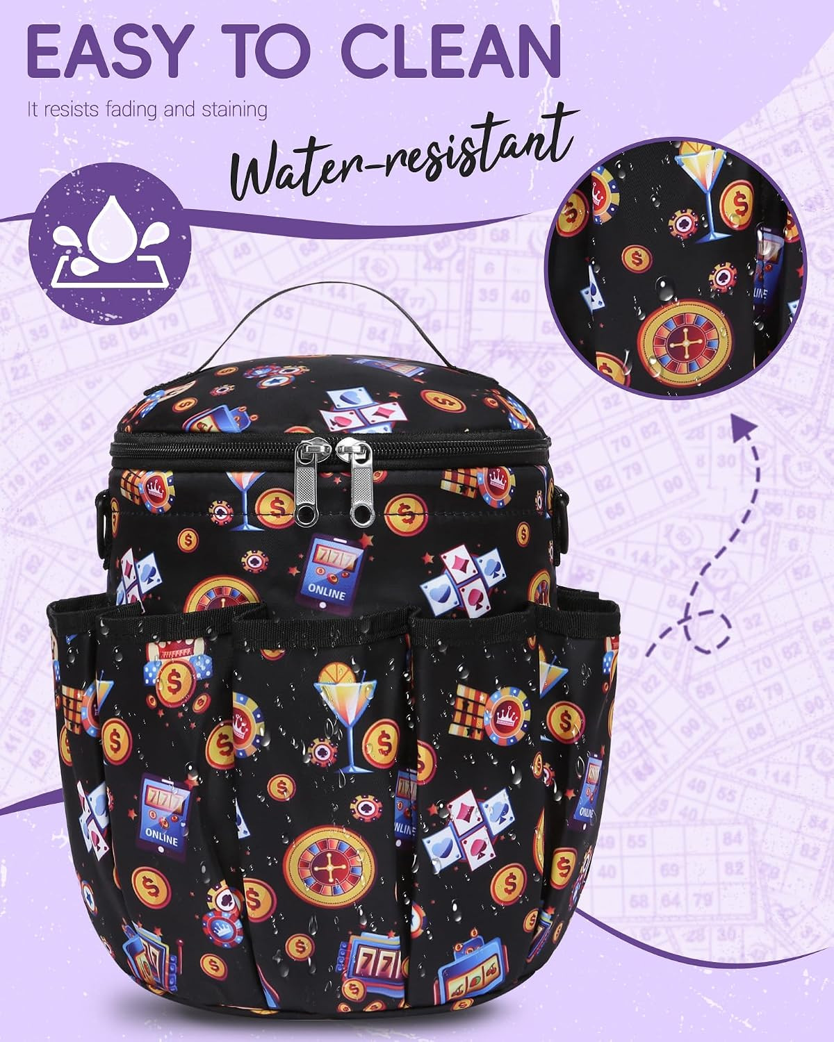 Bingo Bags with Pockets for Bingo Daubers Dabbers Dobbers Dotters Bingo Bag for