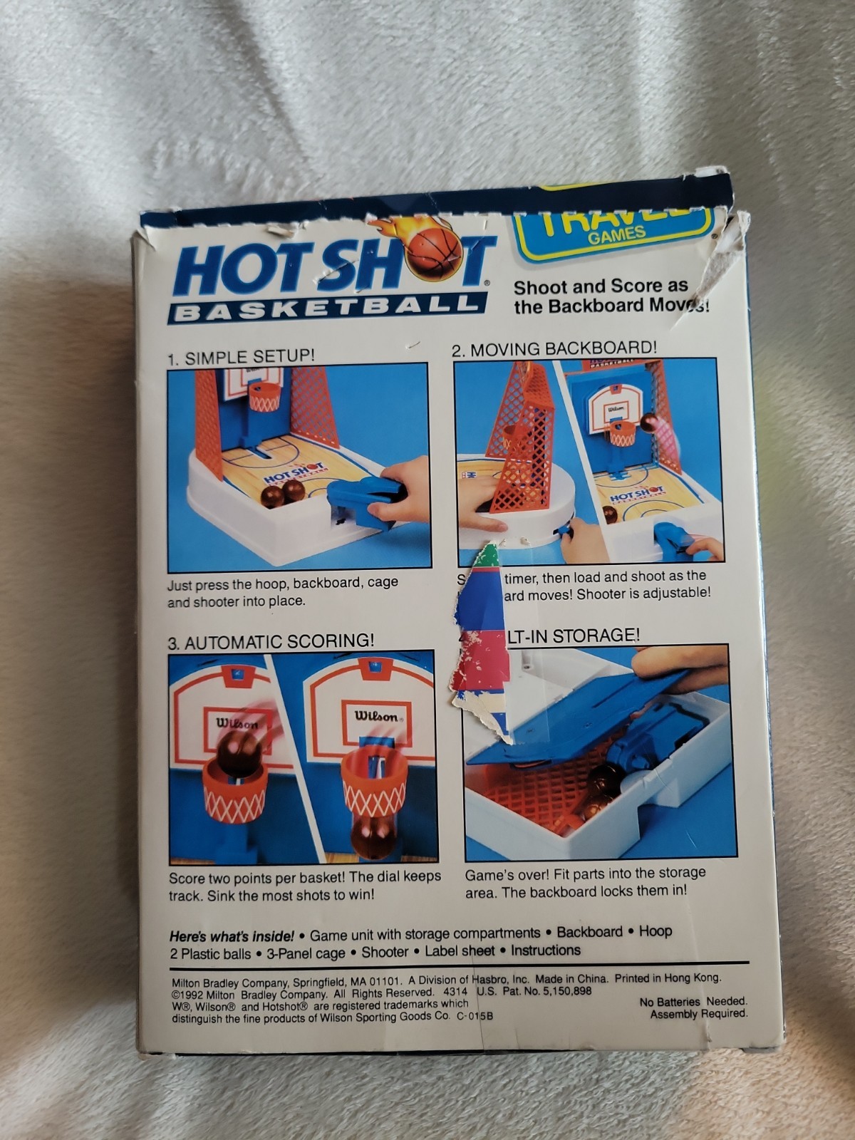 Vintage 1992 Milton Bradley Travel Hot Shot Basketball Game w/ Box